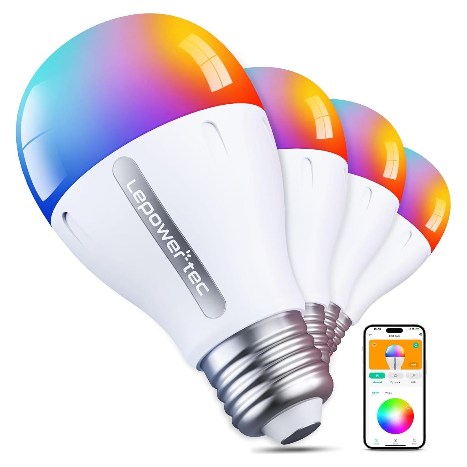 Bombillas LED Inteligentes LEPOWER-TEC A19 E26 900LM Paquete de 4