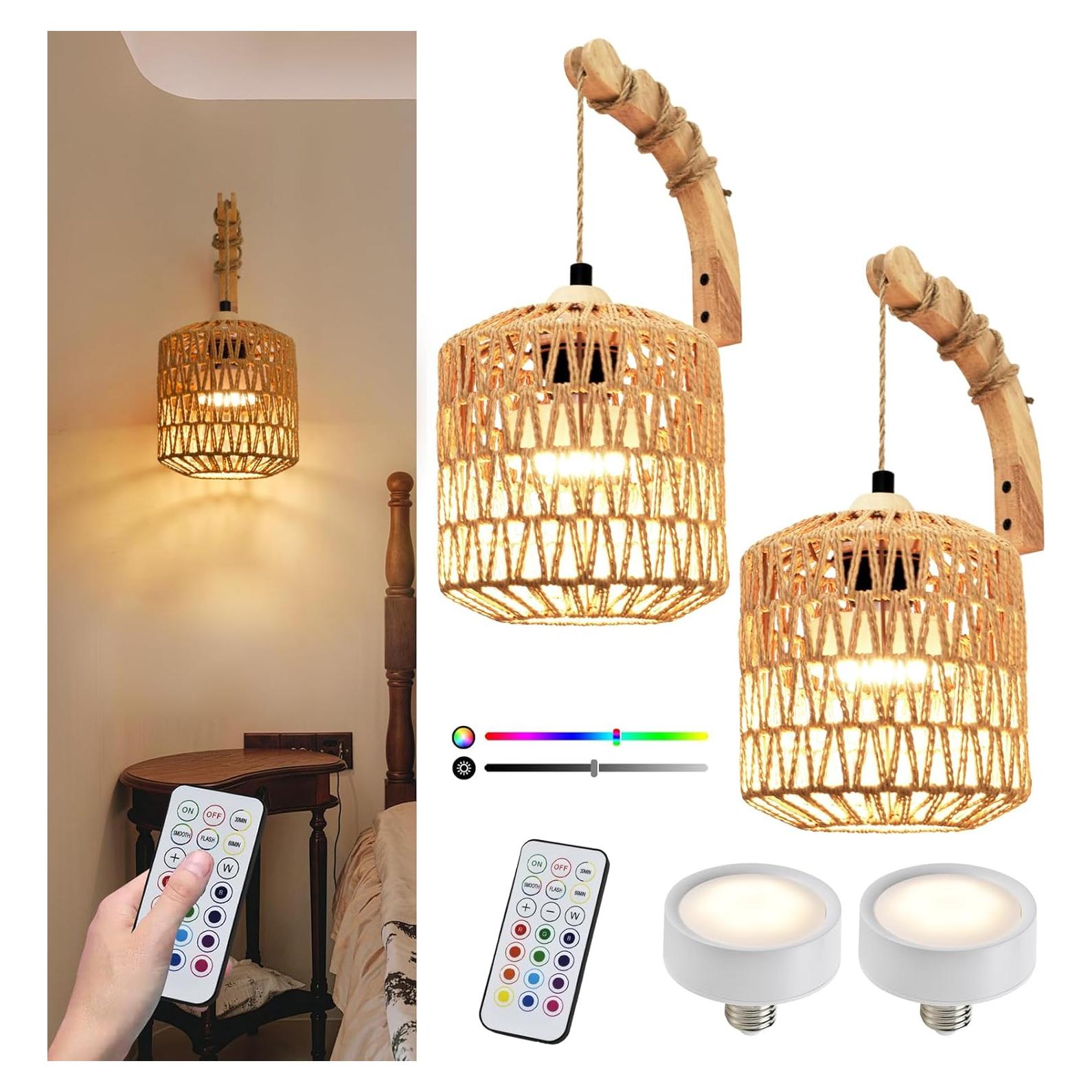 Juego de 2 Apliques de Pared a Batería NOVCAND Boho RGB