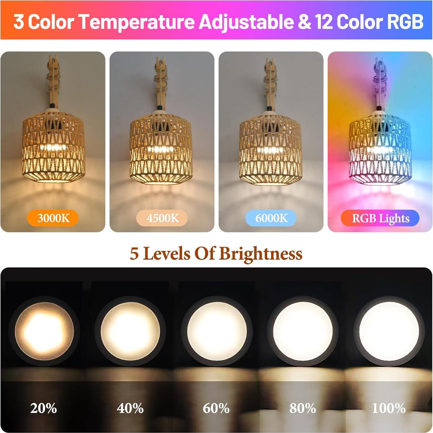 Juego de 2 Apliques de Pared a Batería NOVCAND Boho RGB