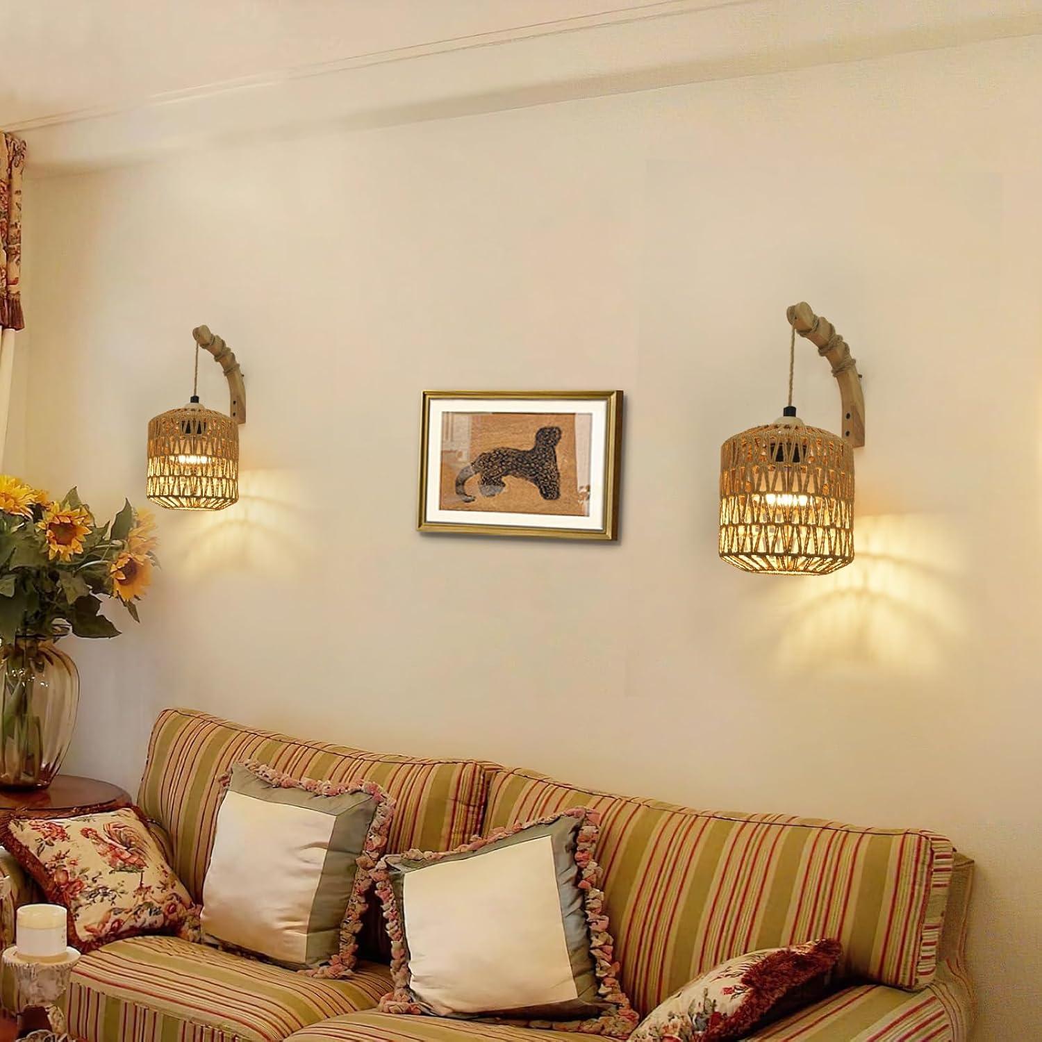 Juego de 2 Apliques de Pared a Batería NOVCAND Boho RGB