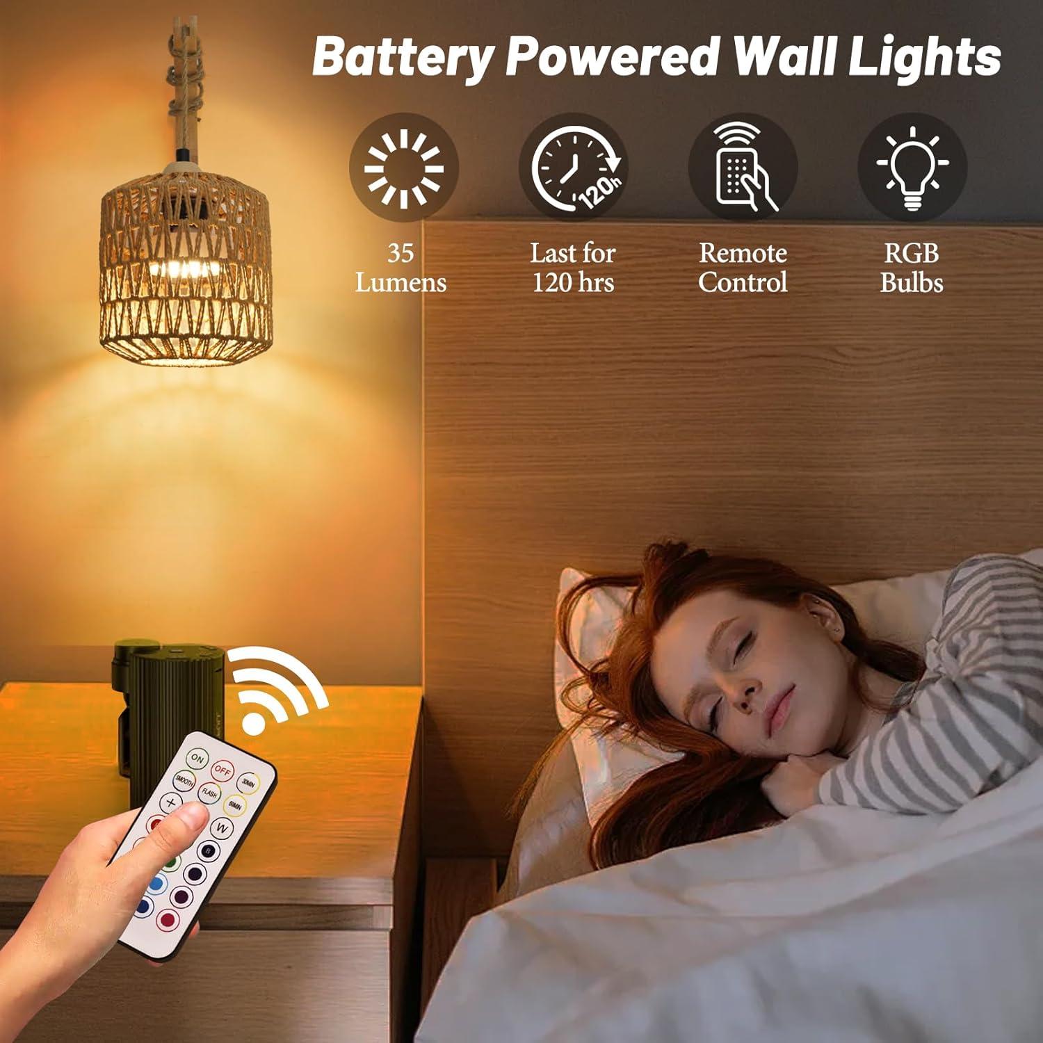 Juego de 2 Apliques de Pared a Batería NOVCAND Boho RGB