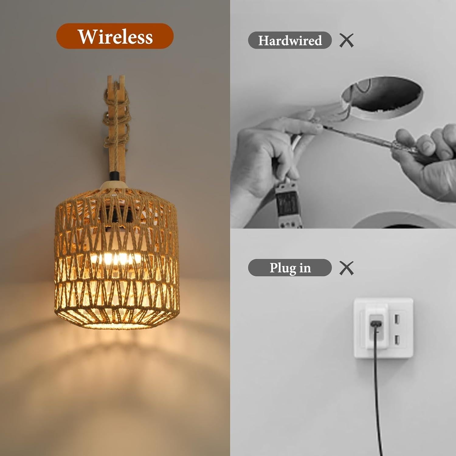 Juego de 2 Apliques de Pared a Batería NOVCAND Boho RGB