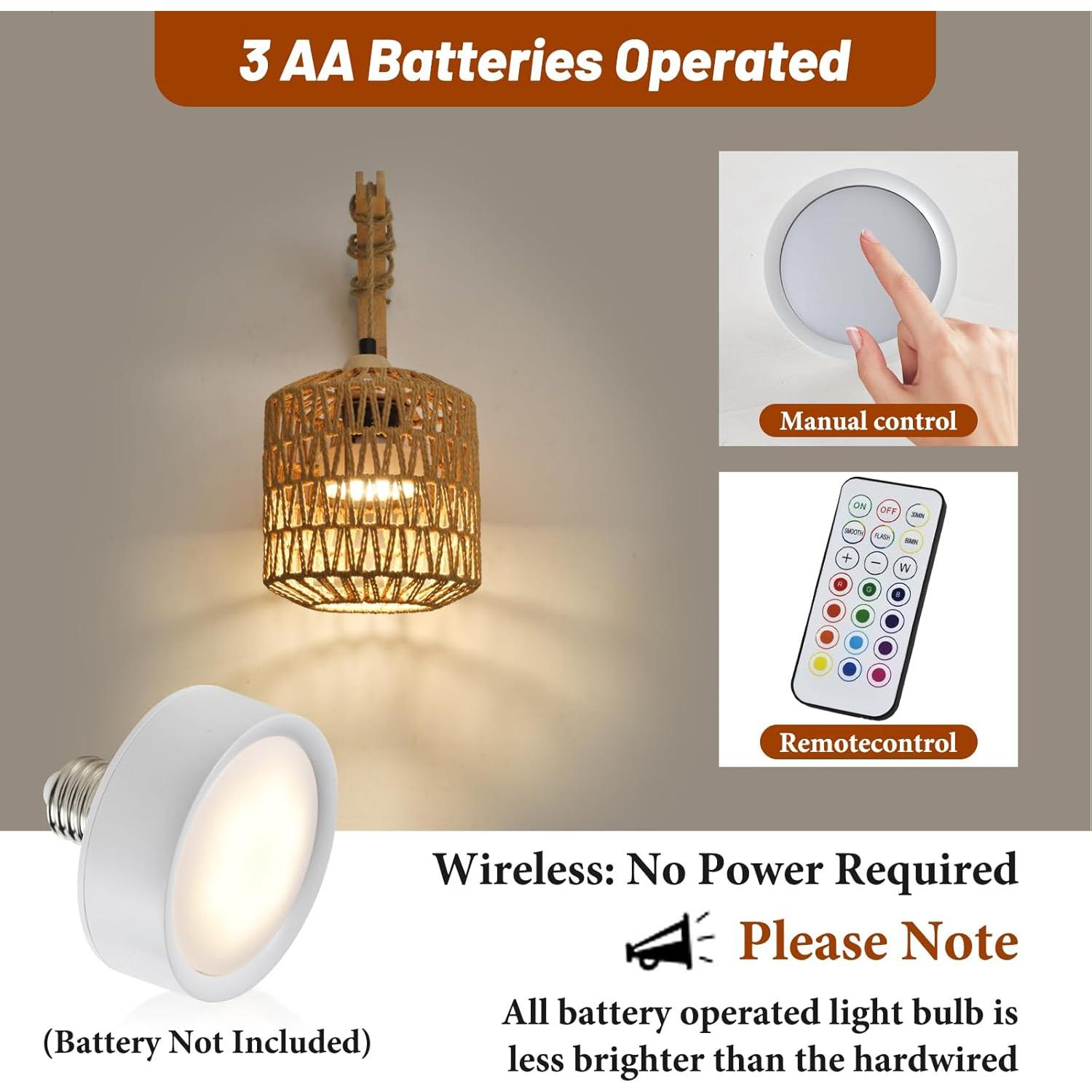 Juego de 2 Apliques de Pared a Batería NOVCAND Boho RGB