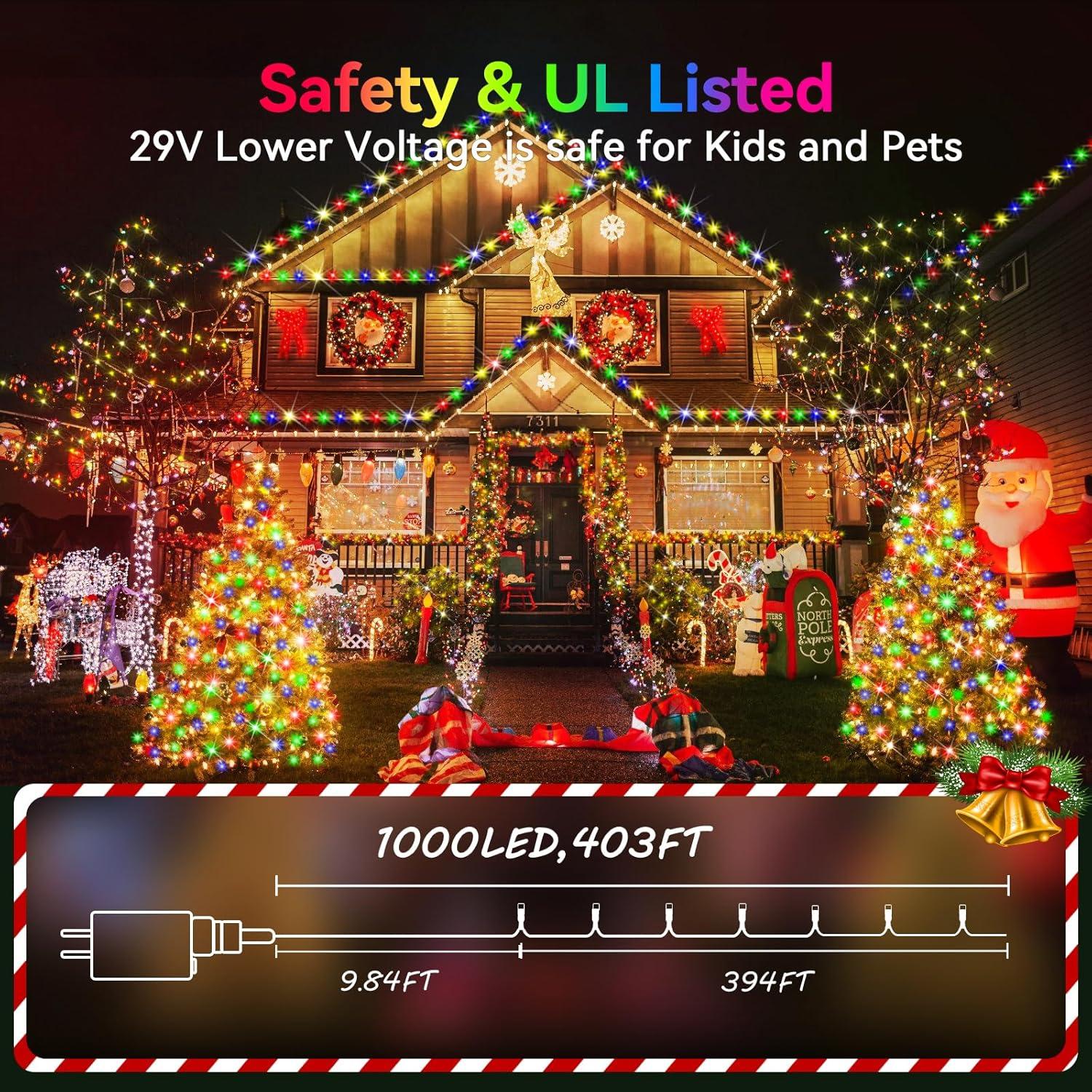 Luces de Navidad Hezbjiti 1000 LED 120m Multicolor con Control Remoto