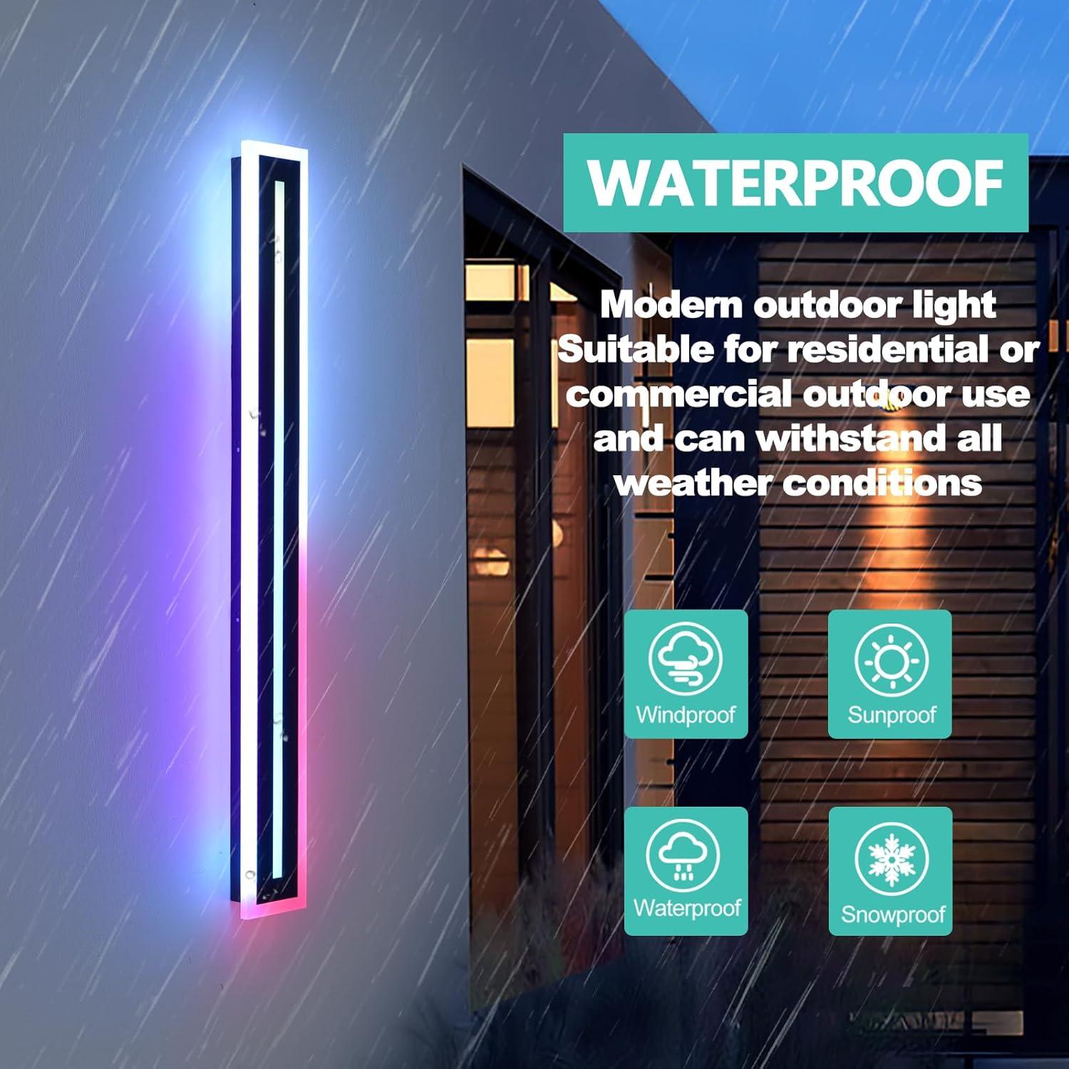 Luz de Pared Exterior 42W RGB QHIUAT 90cm Impermeable