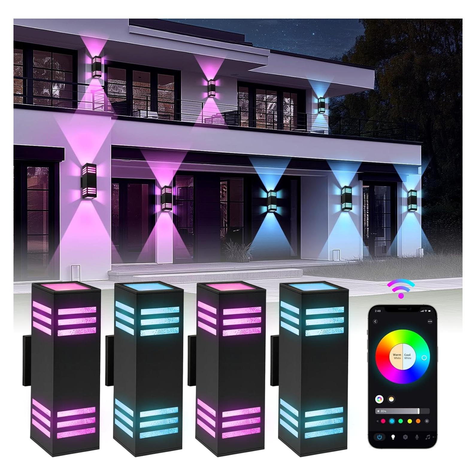 Luces de Pared Exteriores Inteligentes MZLITI 4 Pack RGBWC