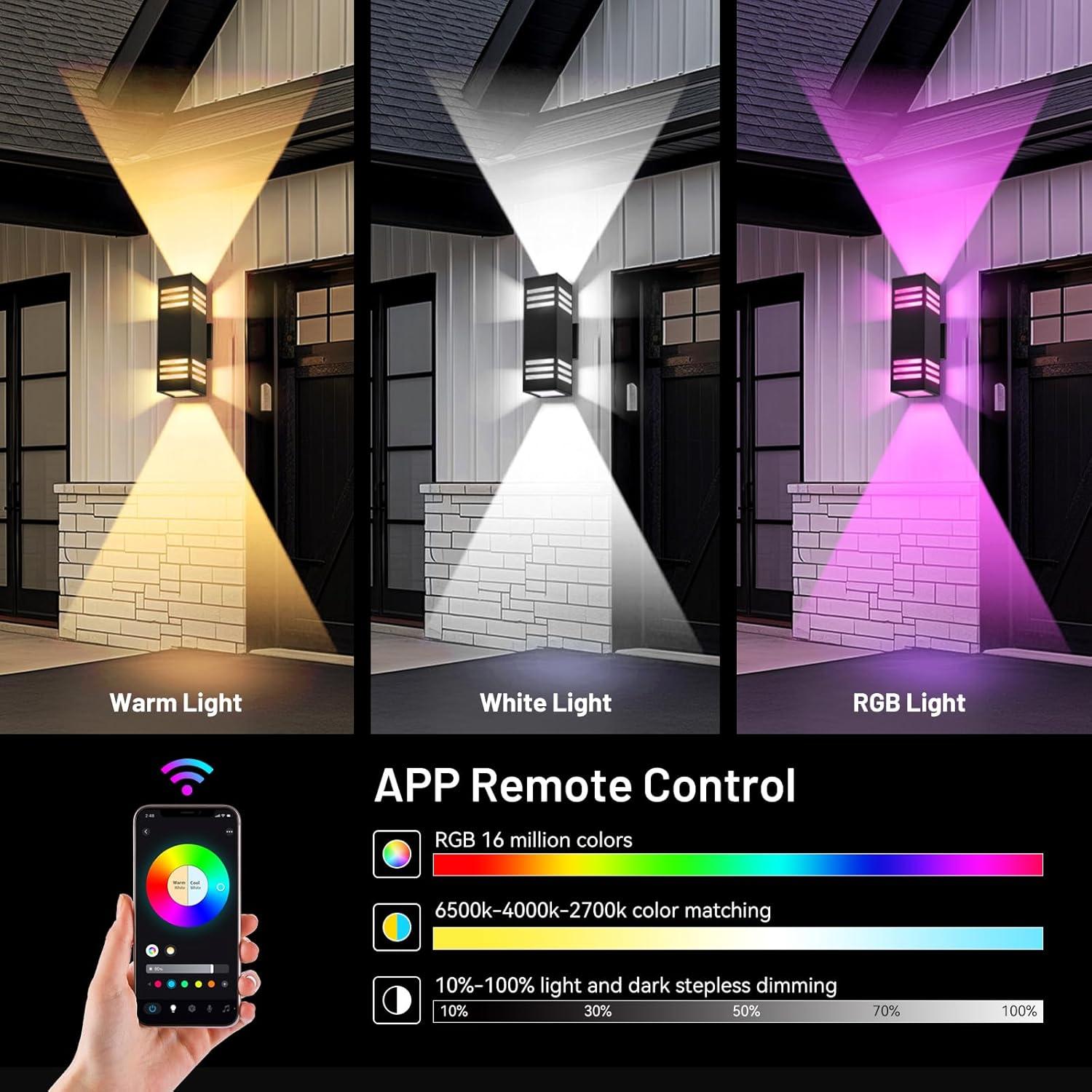 Luces de Pared Exteriores Inteligentes MZLITI 4 Pack RGBWC