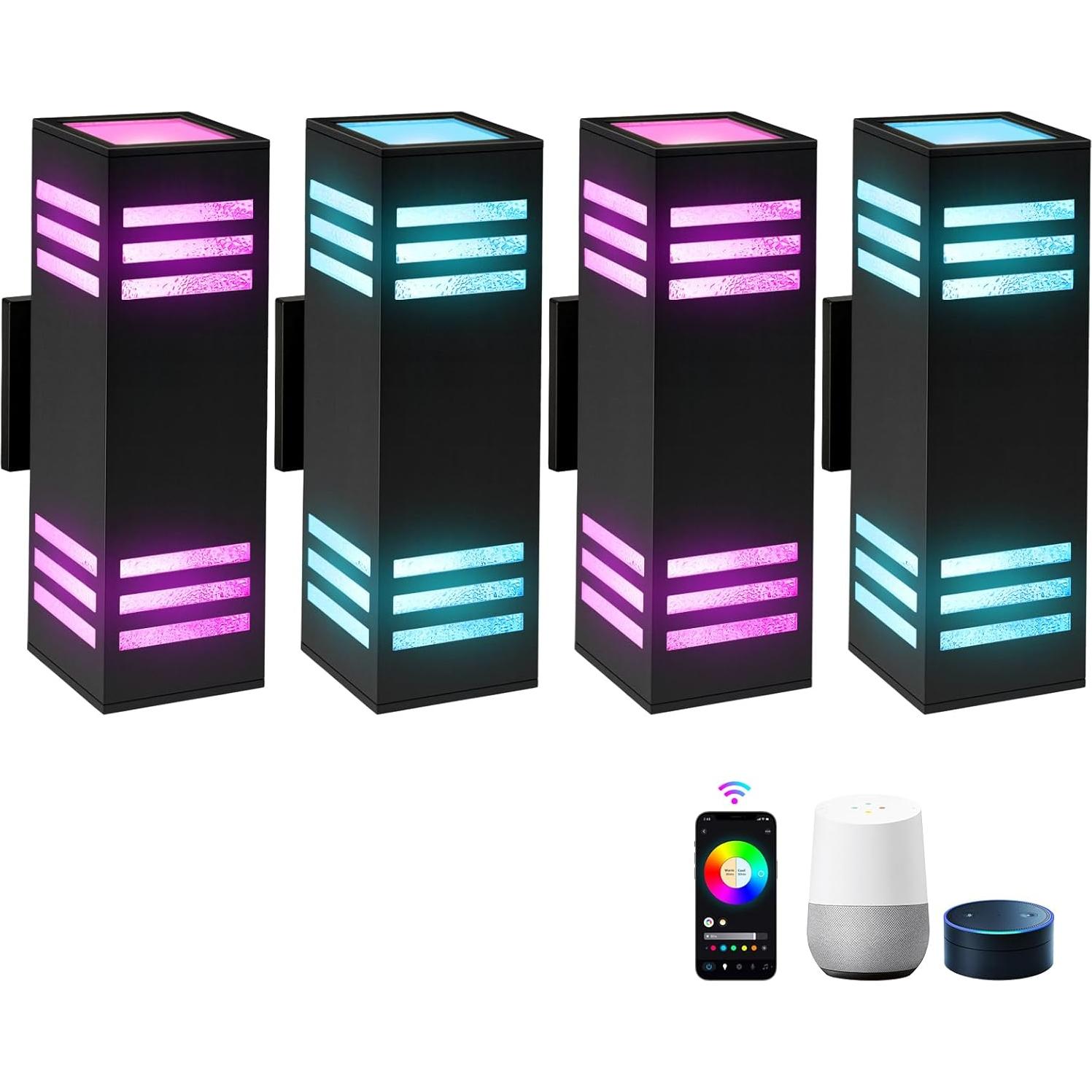 Luces de Pared Exteriores Inteligentes MZLITI 4 Pack RGBWC