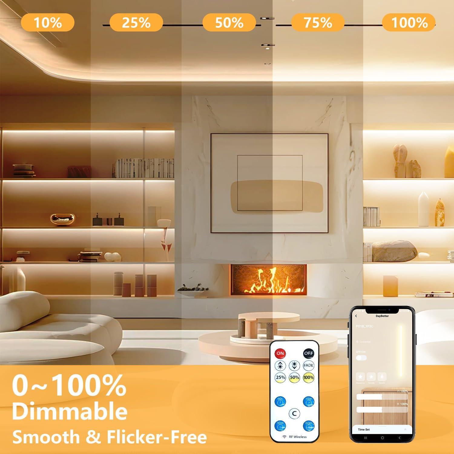 Tira de Luz LED COB 5m dalattin 4000K Blanco Natural con Control Remoto