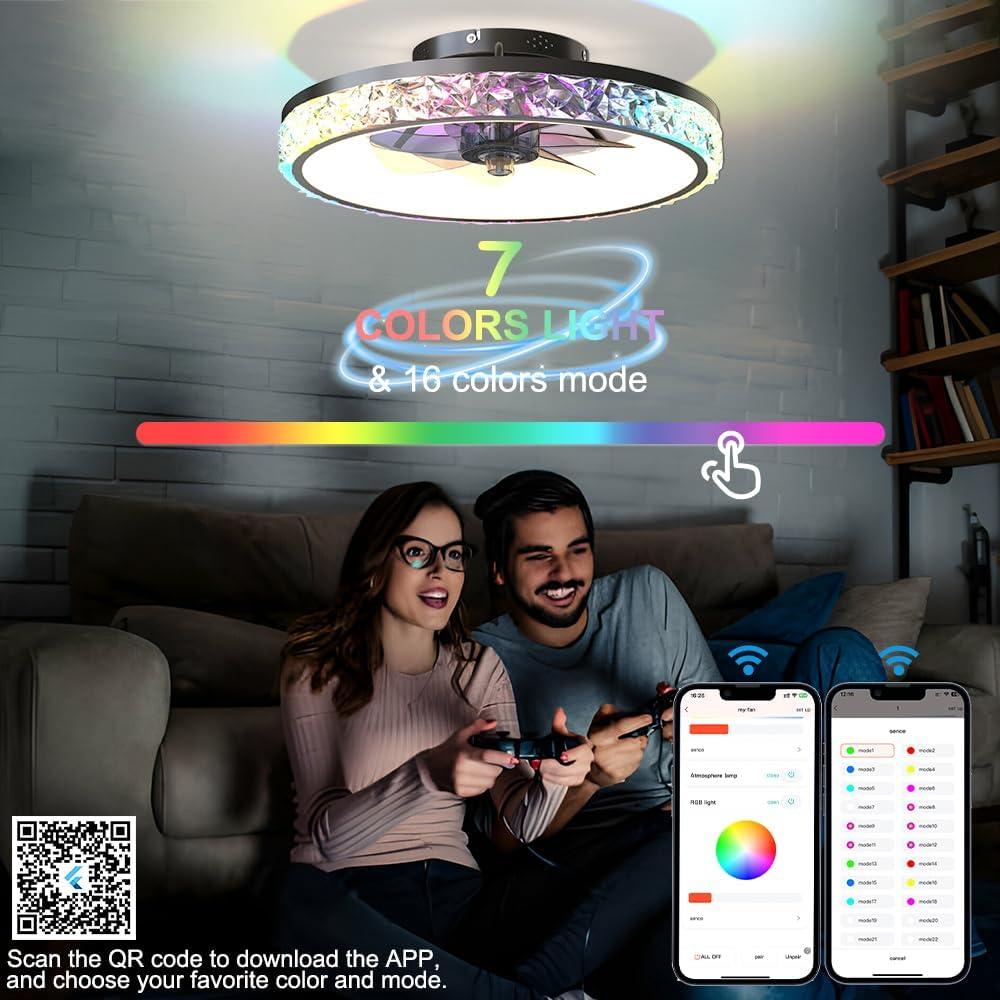 Ventilador de Techo Inteligente RGB 50cm con Luz y Control Remoto
