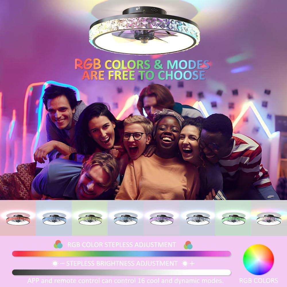 Ventilador de Techo Inteligente RGB 50cm con Luz y Control Remoto
