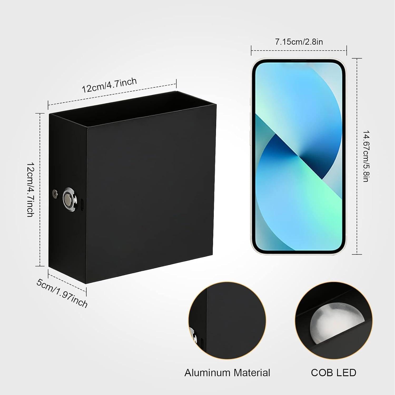 Apliques de Pared LED Recargables Lightess Set de 2 Negro