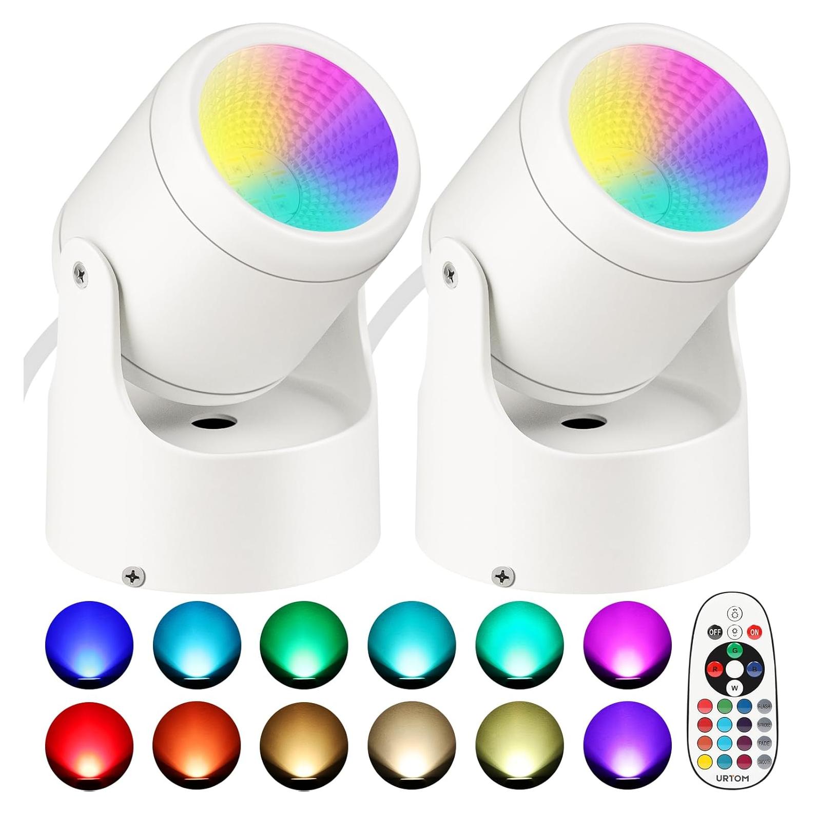 Focos LED RGBW URTOM 2 Paquete Dimmable Control Remoto