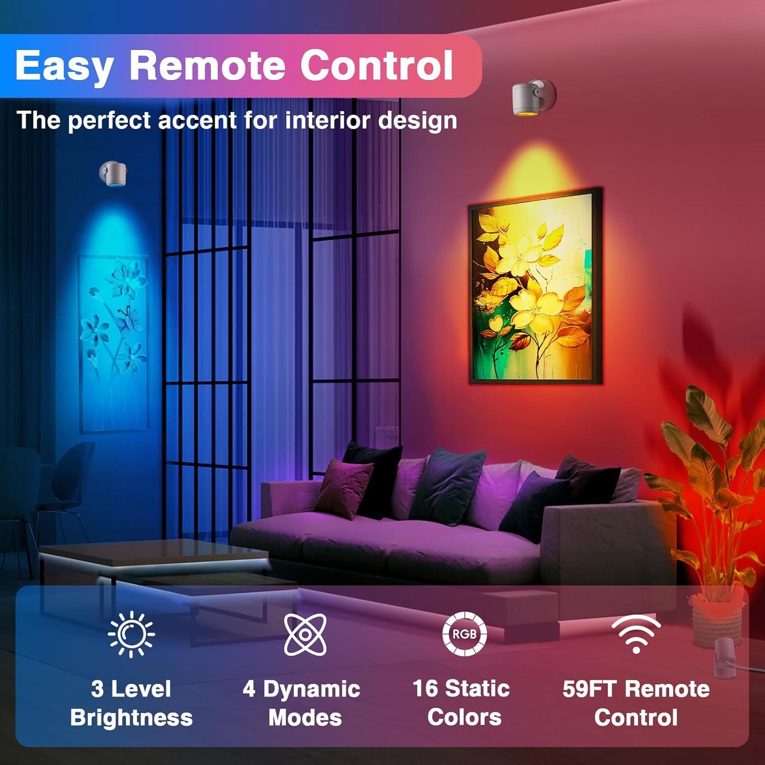 Focos LED RGBW URTOM 2 Paquete Dimmable Control Remoto