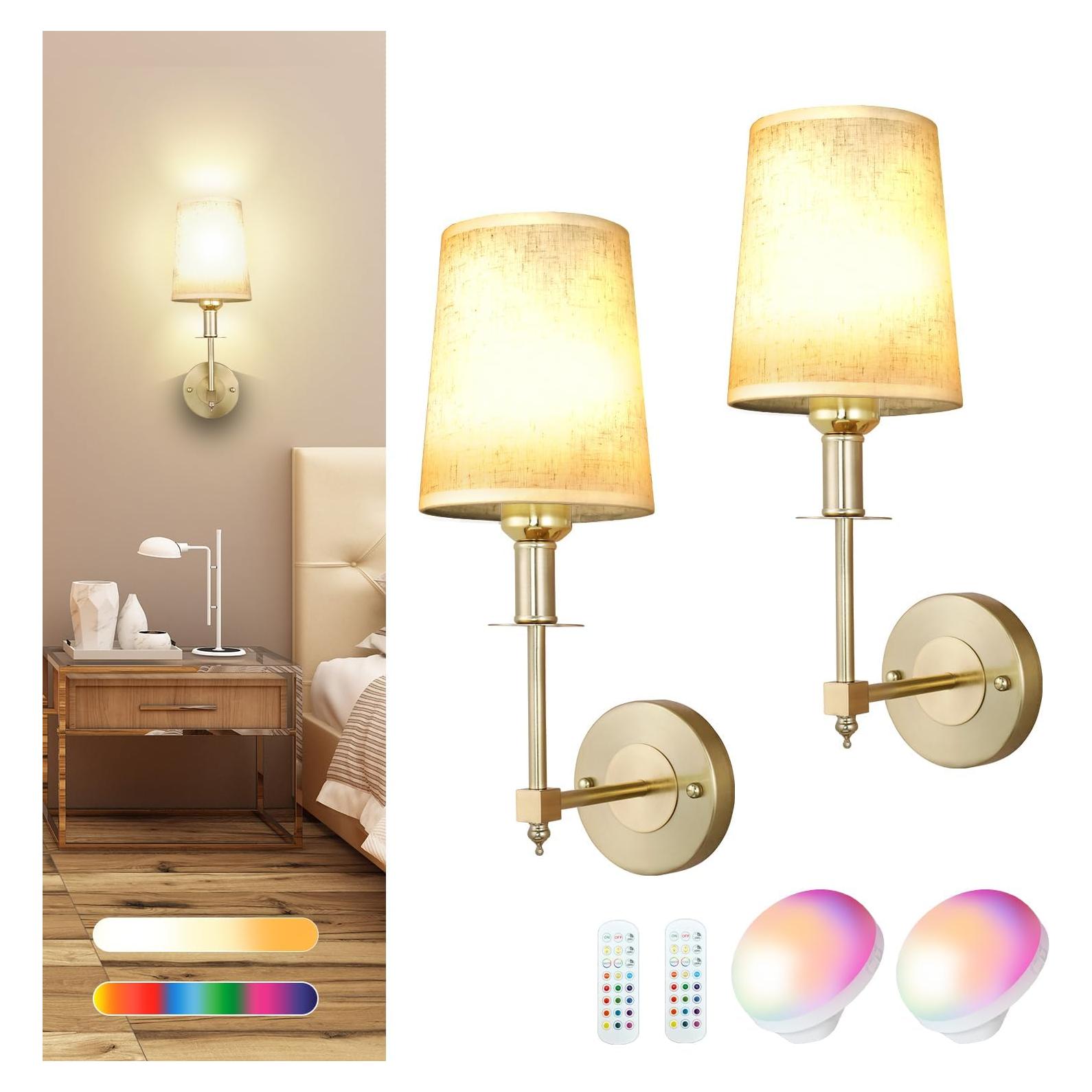 Juego de Apliques de Pared Inalámbricos Dorados L015D