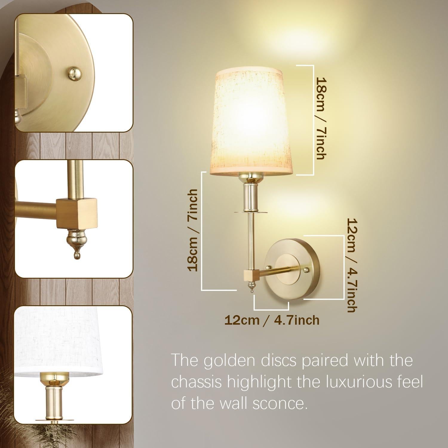 Juego de Apliques de Pared Inalámbricos Dorados L015D