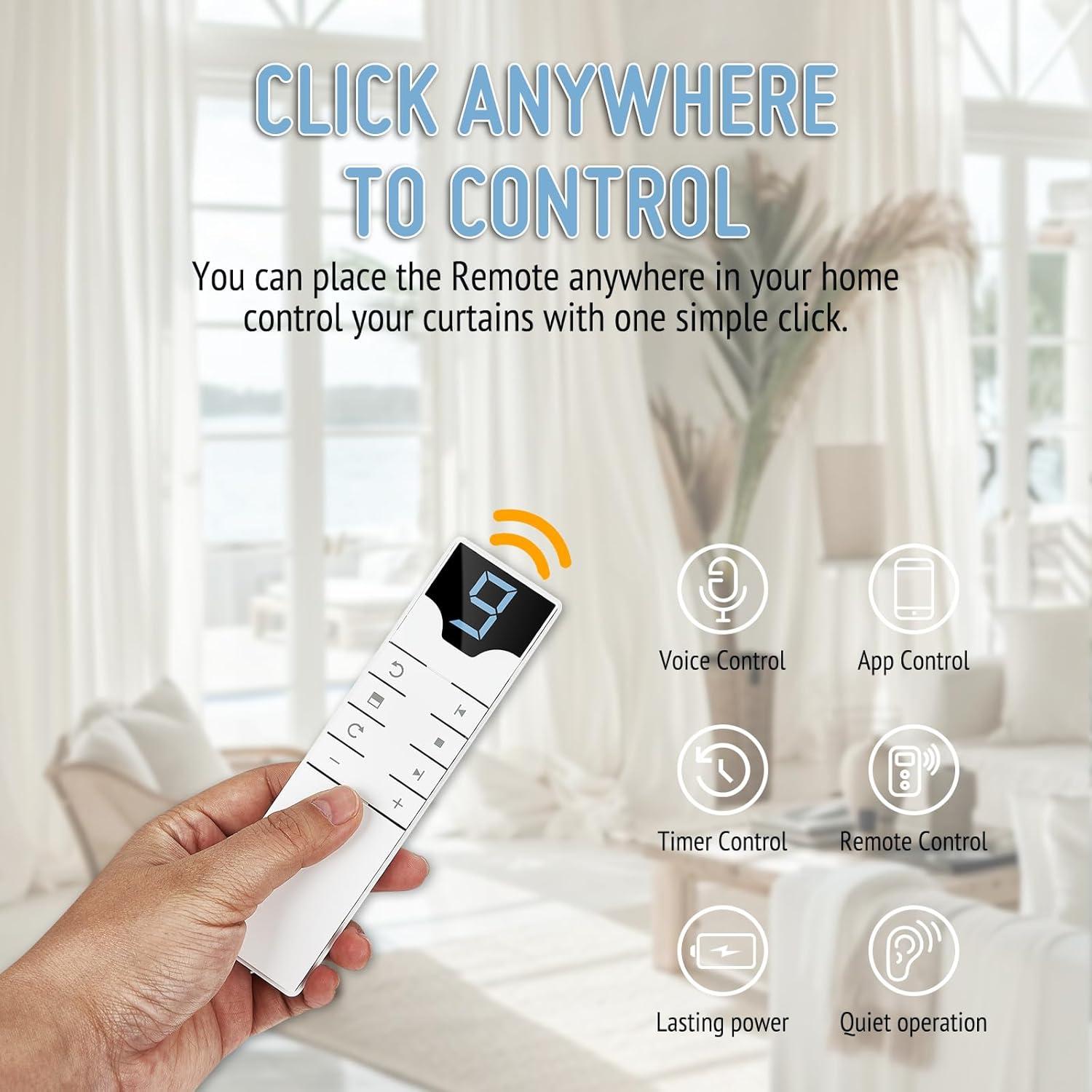 Abre Cortinas Automático Keego con Panel Solar y Control Remoto