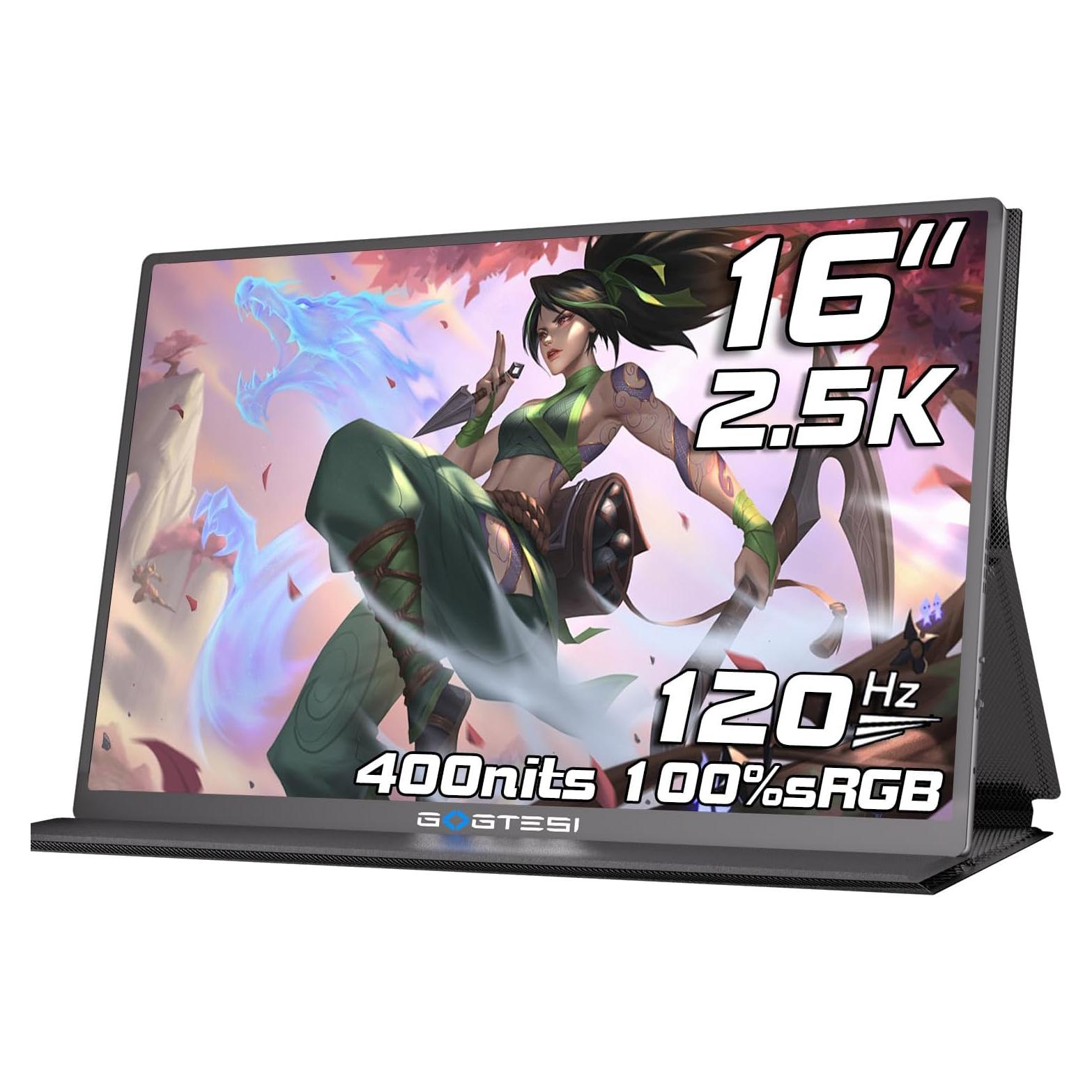 Monitor Portátil 16" Gogtesi 2.5K QHD 120Hz HDR 400nits