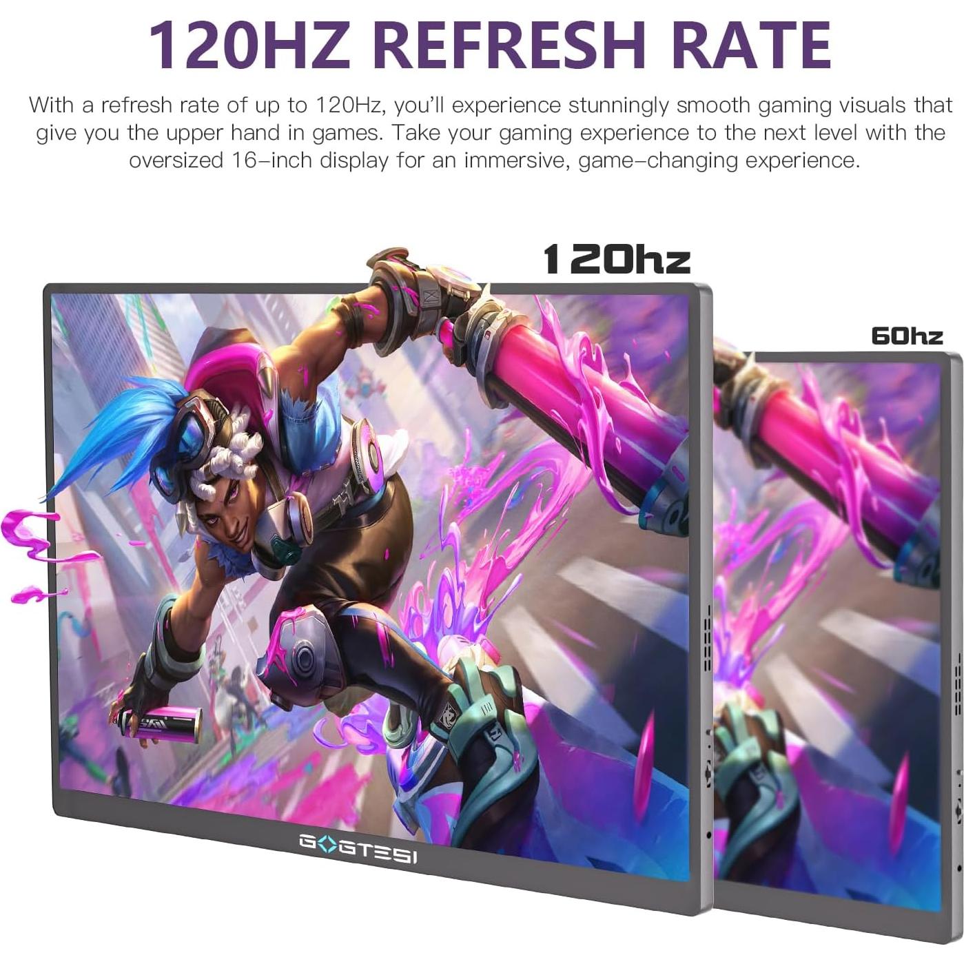 Monitor Portátil 16" Gogtesi 2.5K QHD 120Hz HDR 400nits