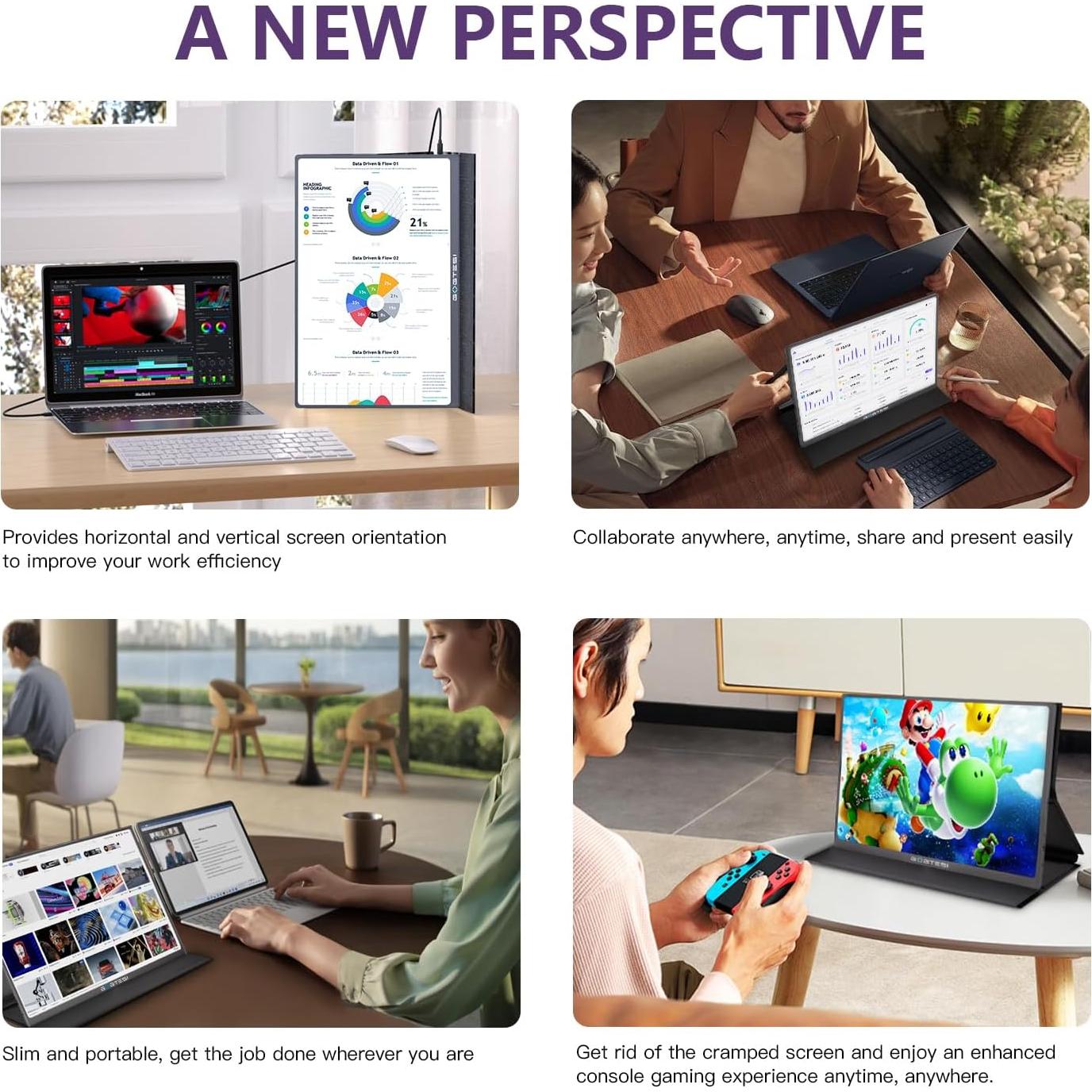 Monitor Portátil 16" Gogtesi 2.5K QHD 120Hz HDR 400nits