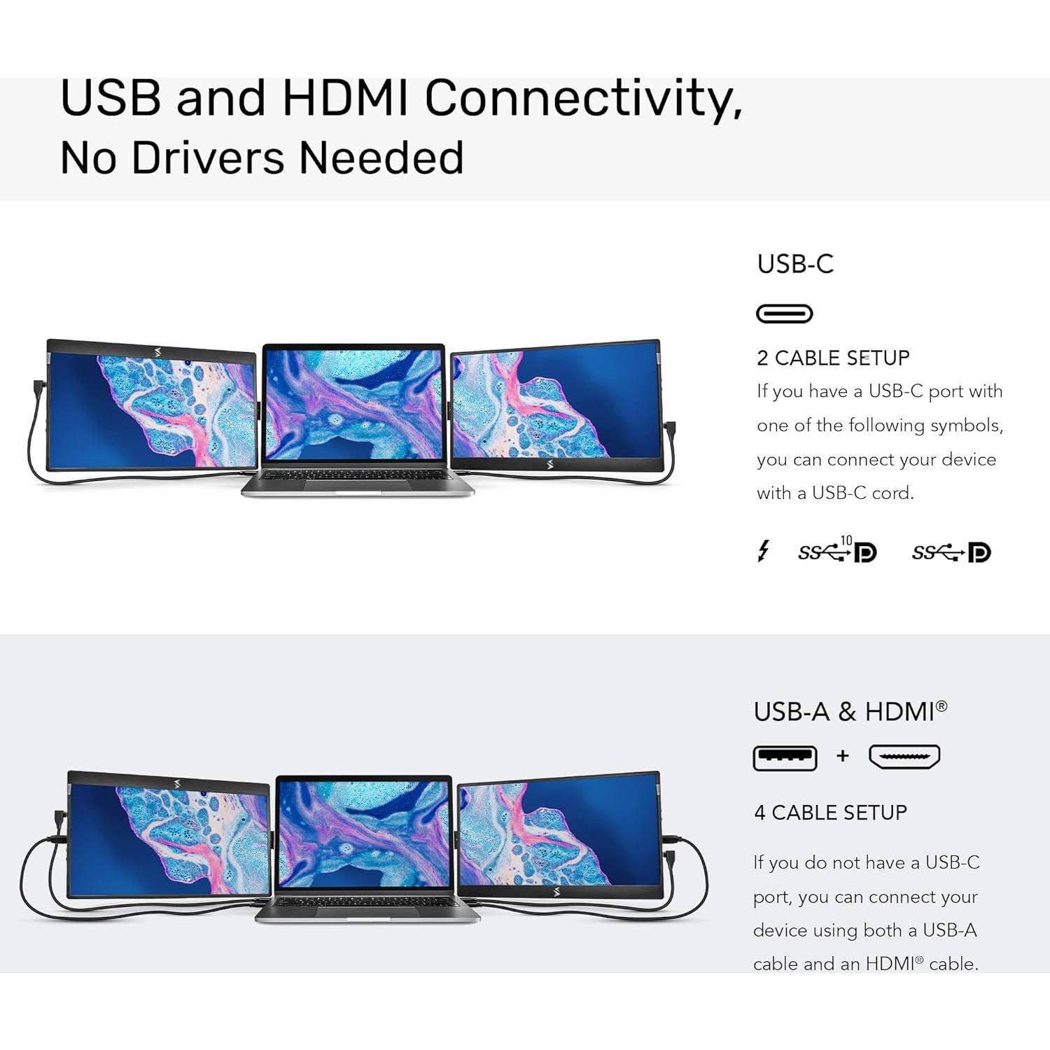 Monitor Portátil Triple 12.5" Swivel SideTrak - FHD, USB-C, HDMI