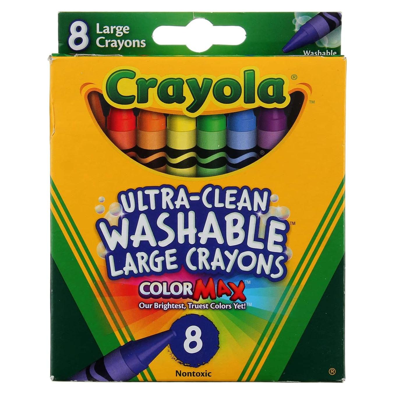 Washable Crayons, Large, 8 Colors/Box, Total 12 Boxes