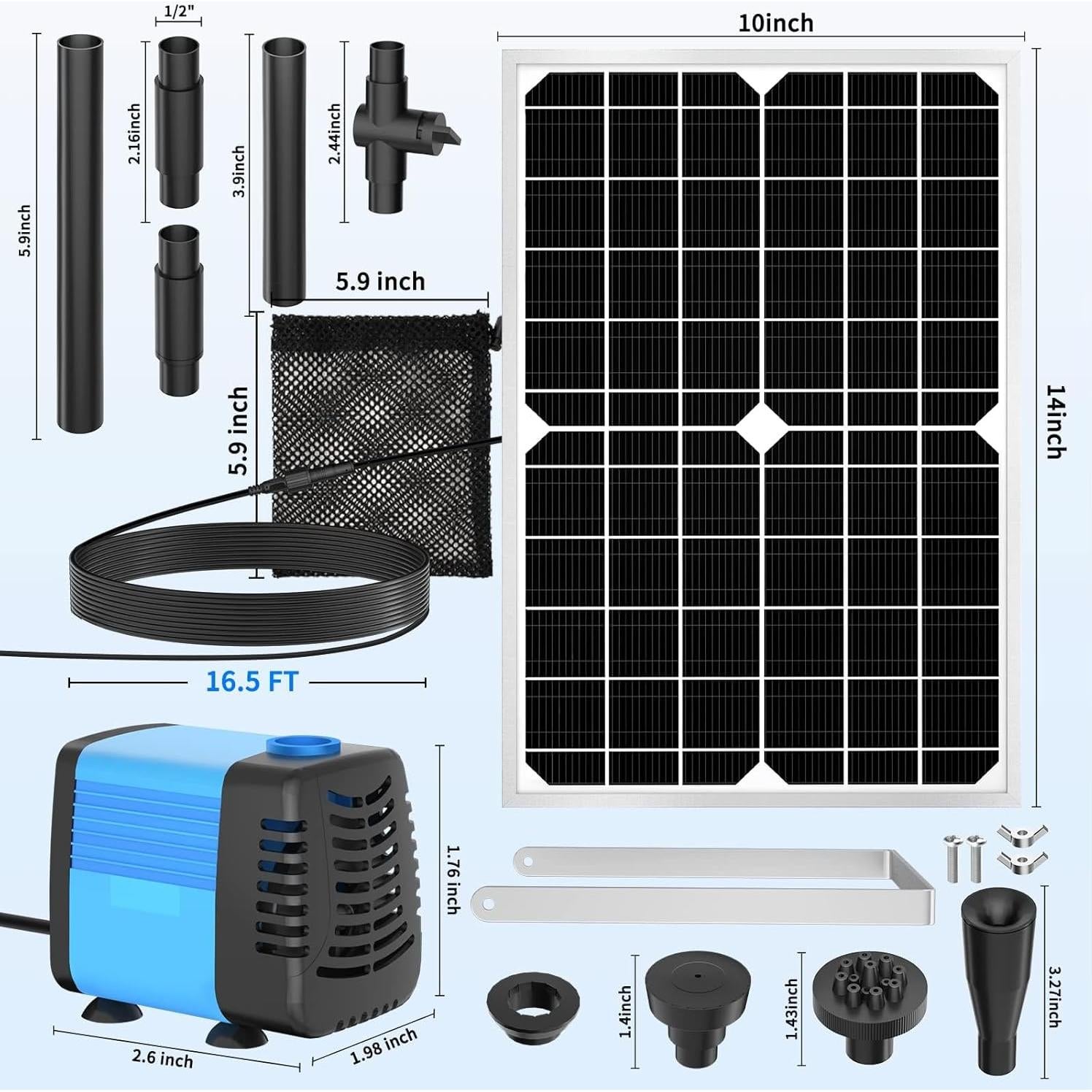 Bomba de Fuente Solar FEOXSHAL 15W con Flujo Ajustable 720 LPH