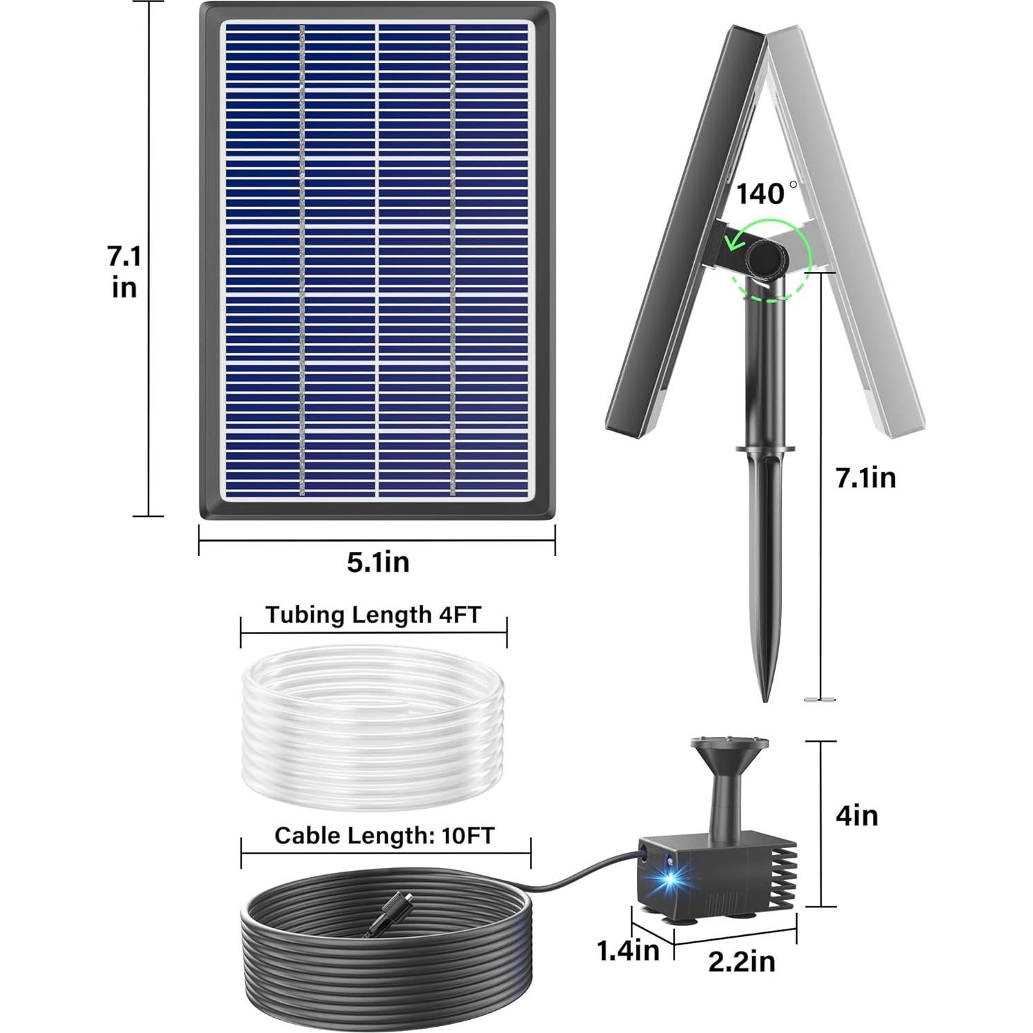 Fuente de Agua Solar Biling 3.5W para Baño de Aves y Jardín