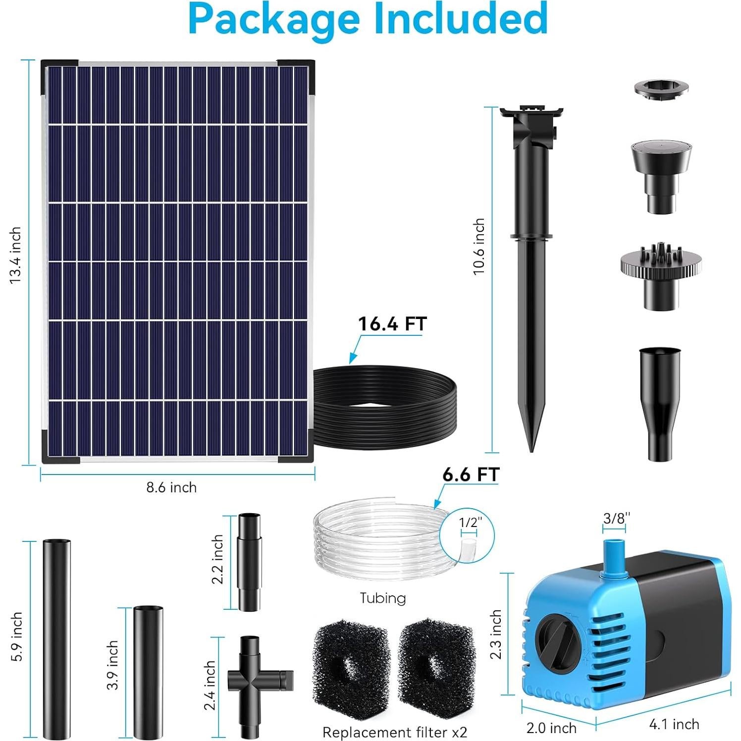 Bomba de Agua Solar POPOSOAP 12W 900 L/h para Estanque y Jardín