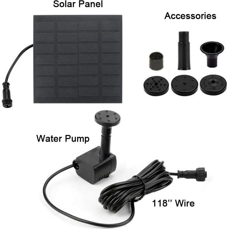 Bomba de Agua Solar CYDZSW 1.2W para Baño de Aves y Jardín