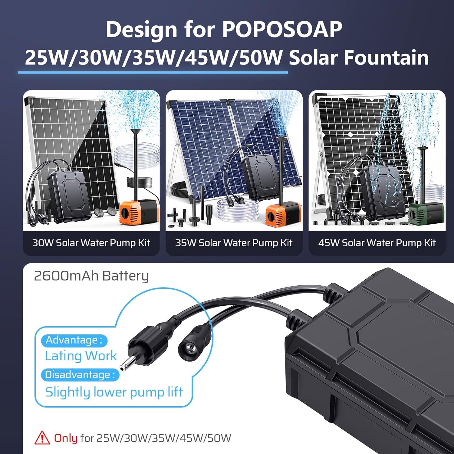 Bomba de Agua Solar POPOSOAP 25W con Batería 2600mAh
