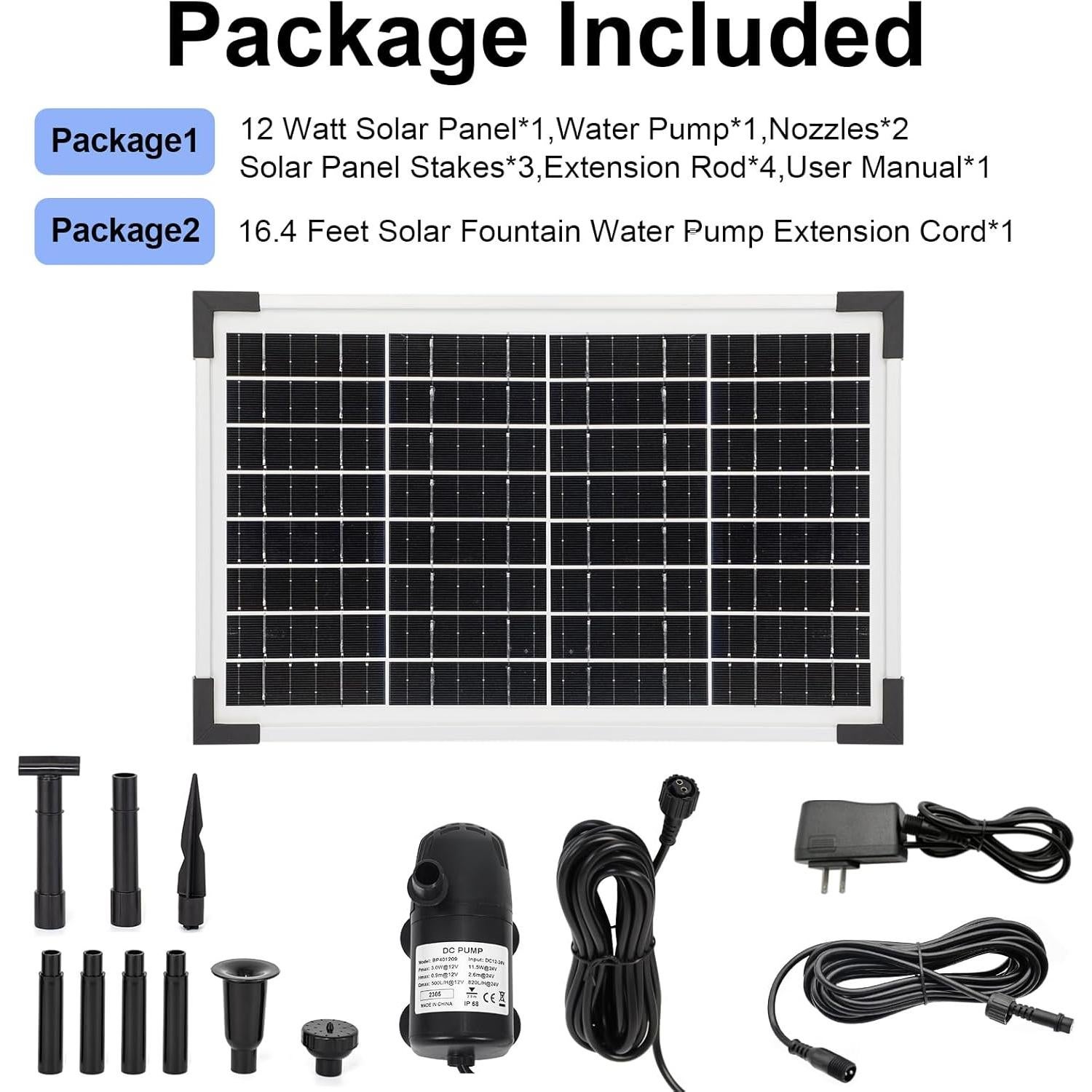 Bomba de Agua Solar ECO-WORTHY 12W 196 GPH para Estanque