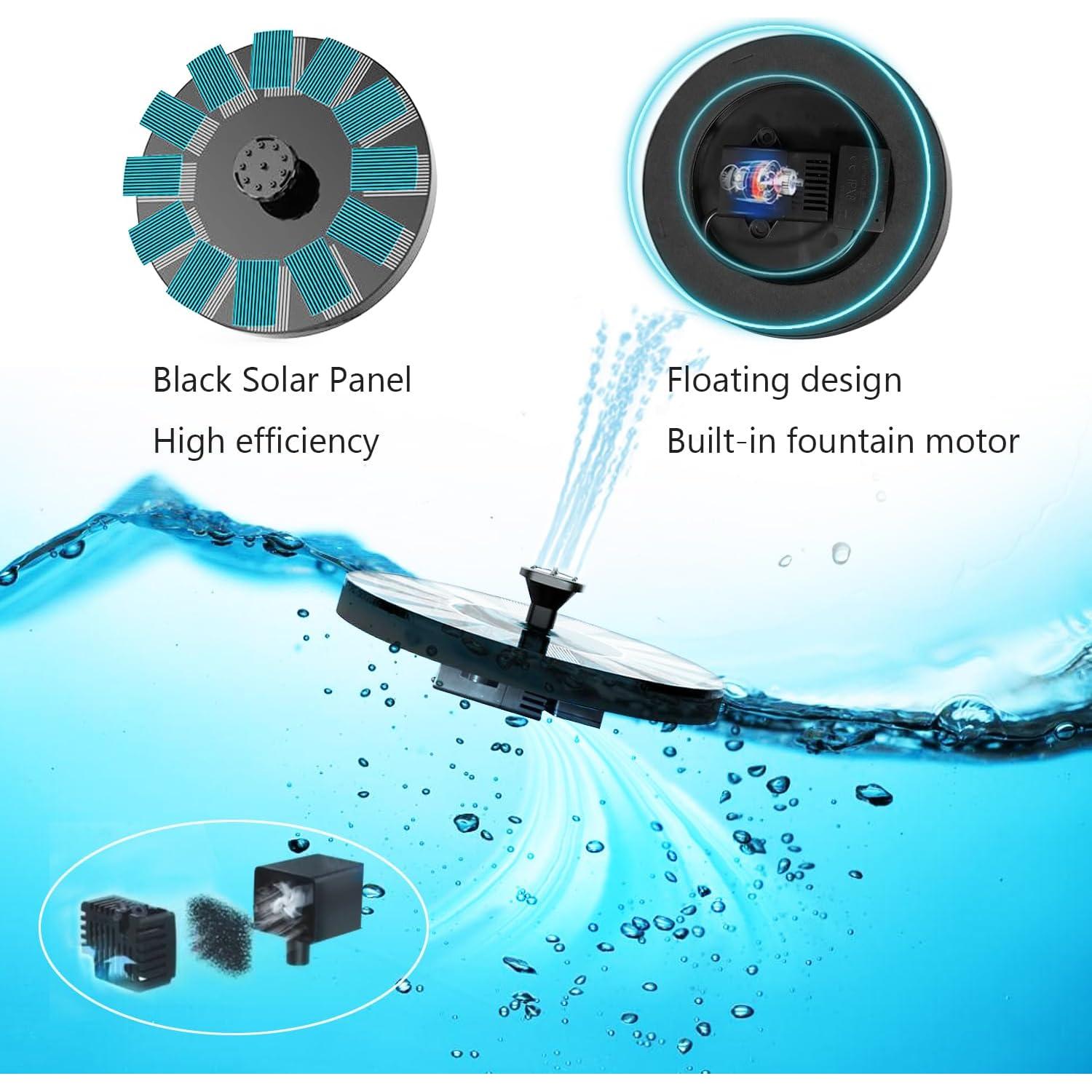 Fuente Solar para Baño de Pájaros Eskopily 1.4W con 6 Boquillas