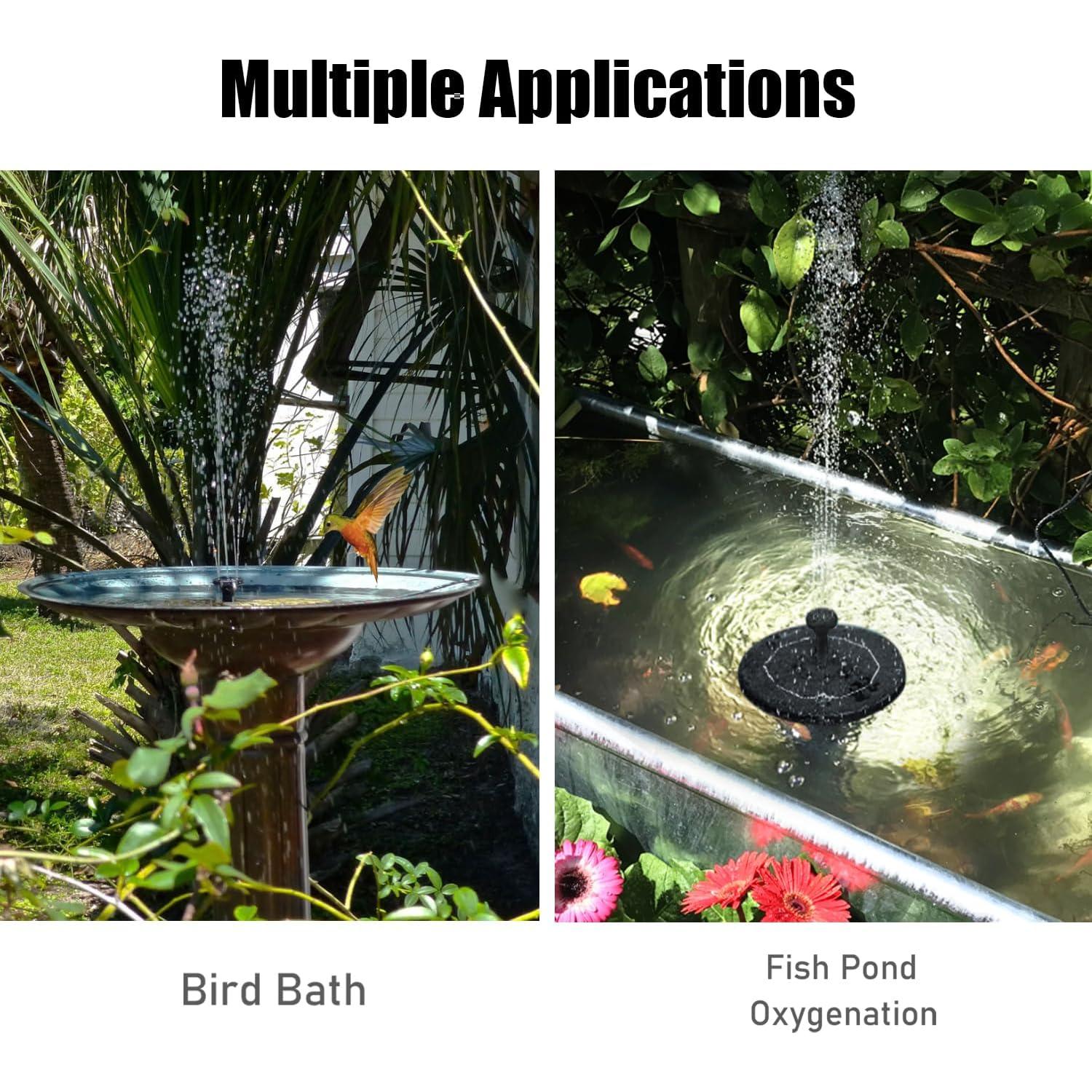 Fuente Solar para Baño de Pájaros Eskopily 1.4W con 6 Boquillas