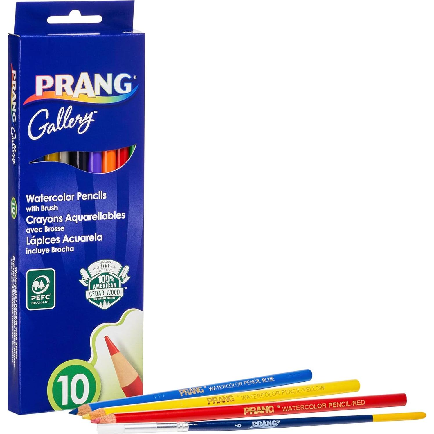 Lápices de colores acuarelables Prang 10 unidades con pincel