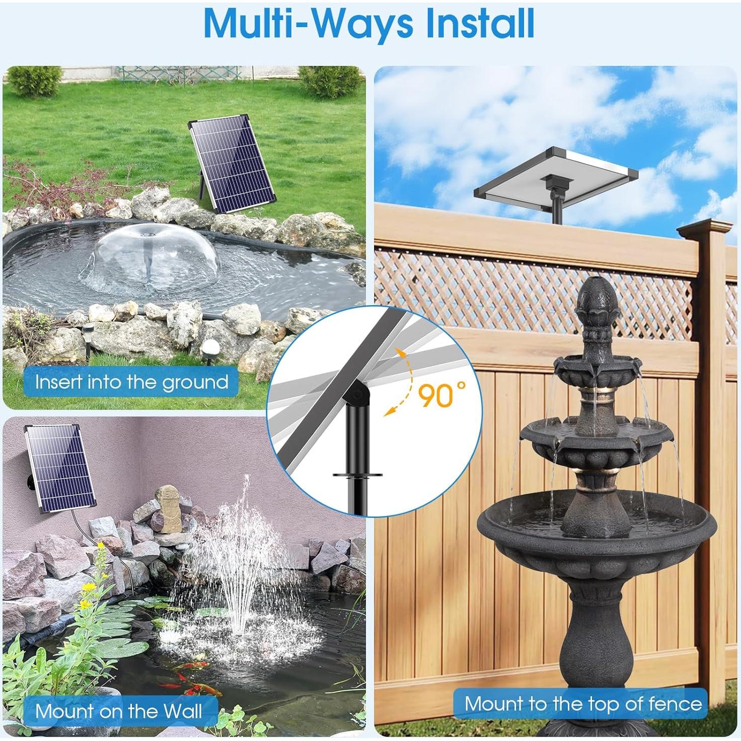 Bomba de Fuente Solar POPOSOAP 12W con Batería 2200mAh