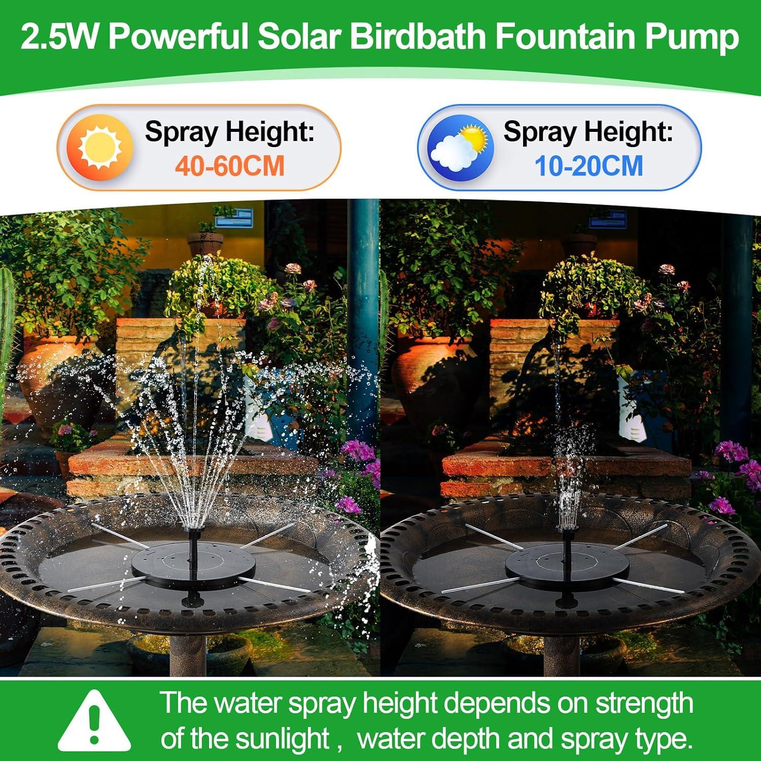 Saillong Bomba de Fuente Solar para Baño de Aves 2.5W - 2 Paquetes