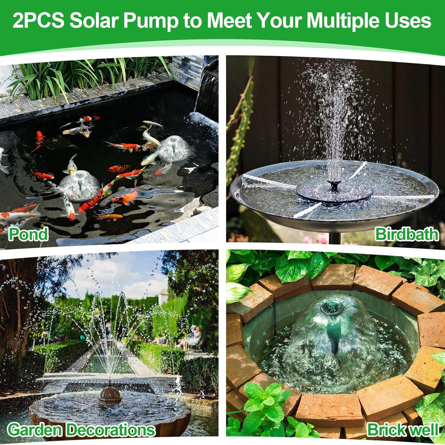 Saillong Bomba de Fuente Solar para Baño de Aves 2.5W - 2 Paquetes