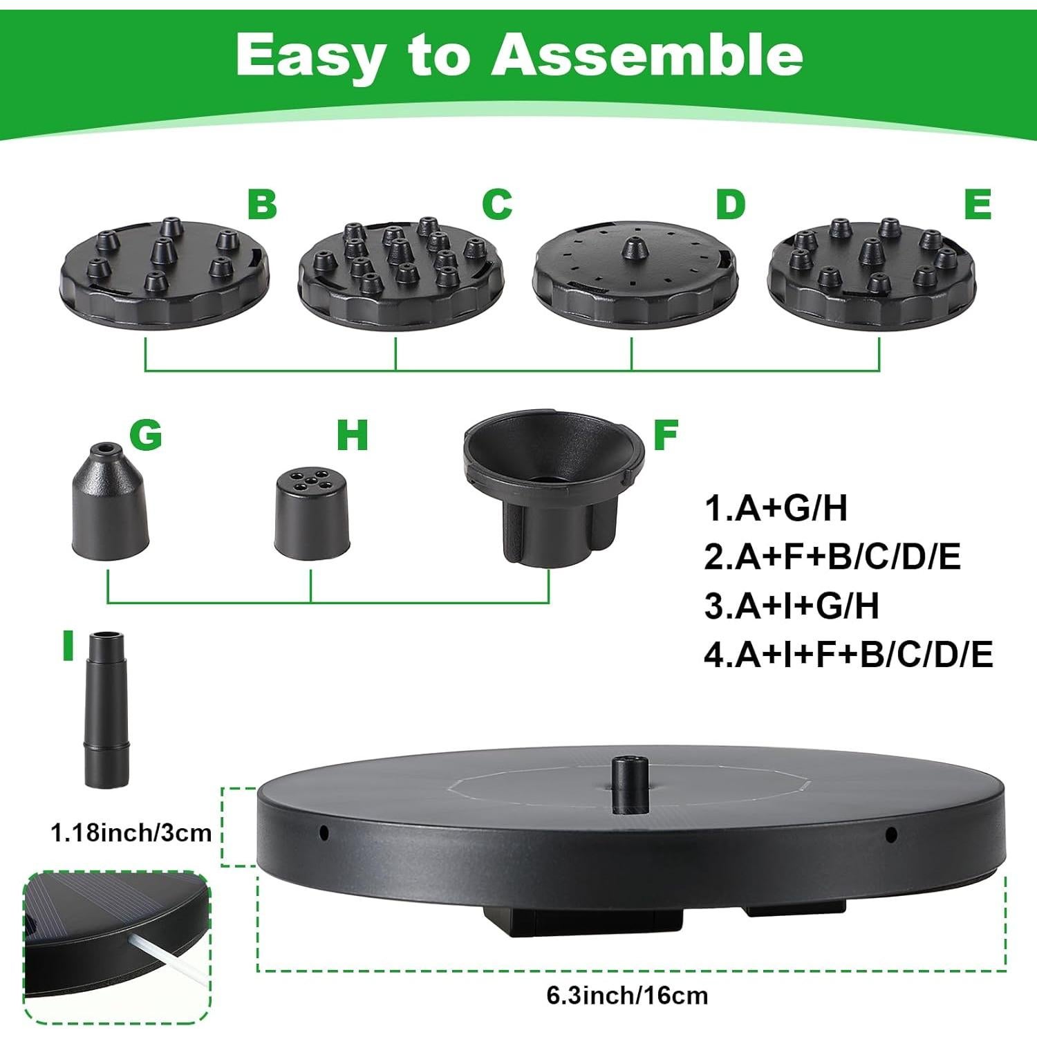 Saillong Bomba de Fuente Solar para Baño de Aves 2.5W - 2 Paquetes
