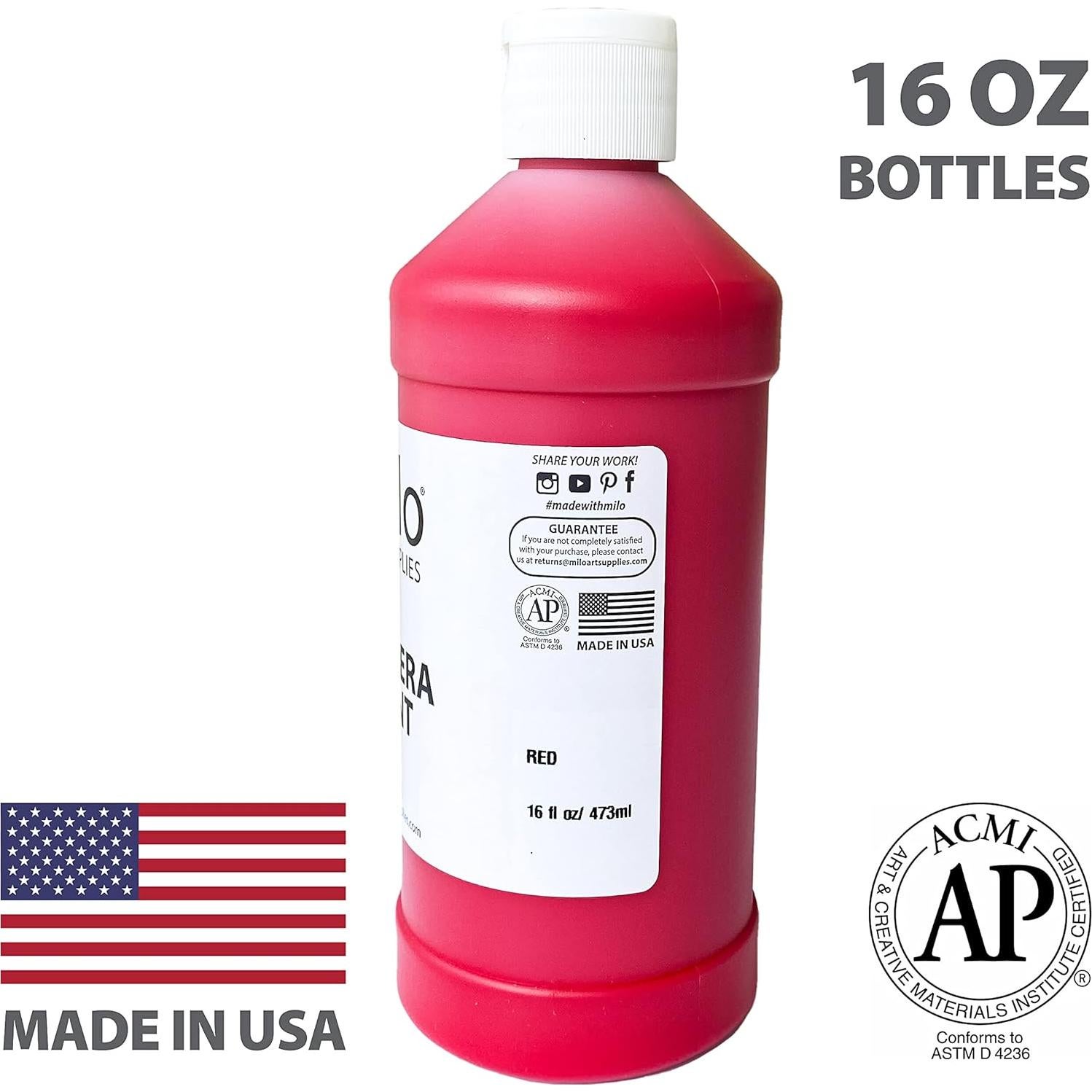 Set de Pintura Tempera Milo 8 Colores 480 ml Botellas