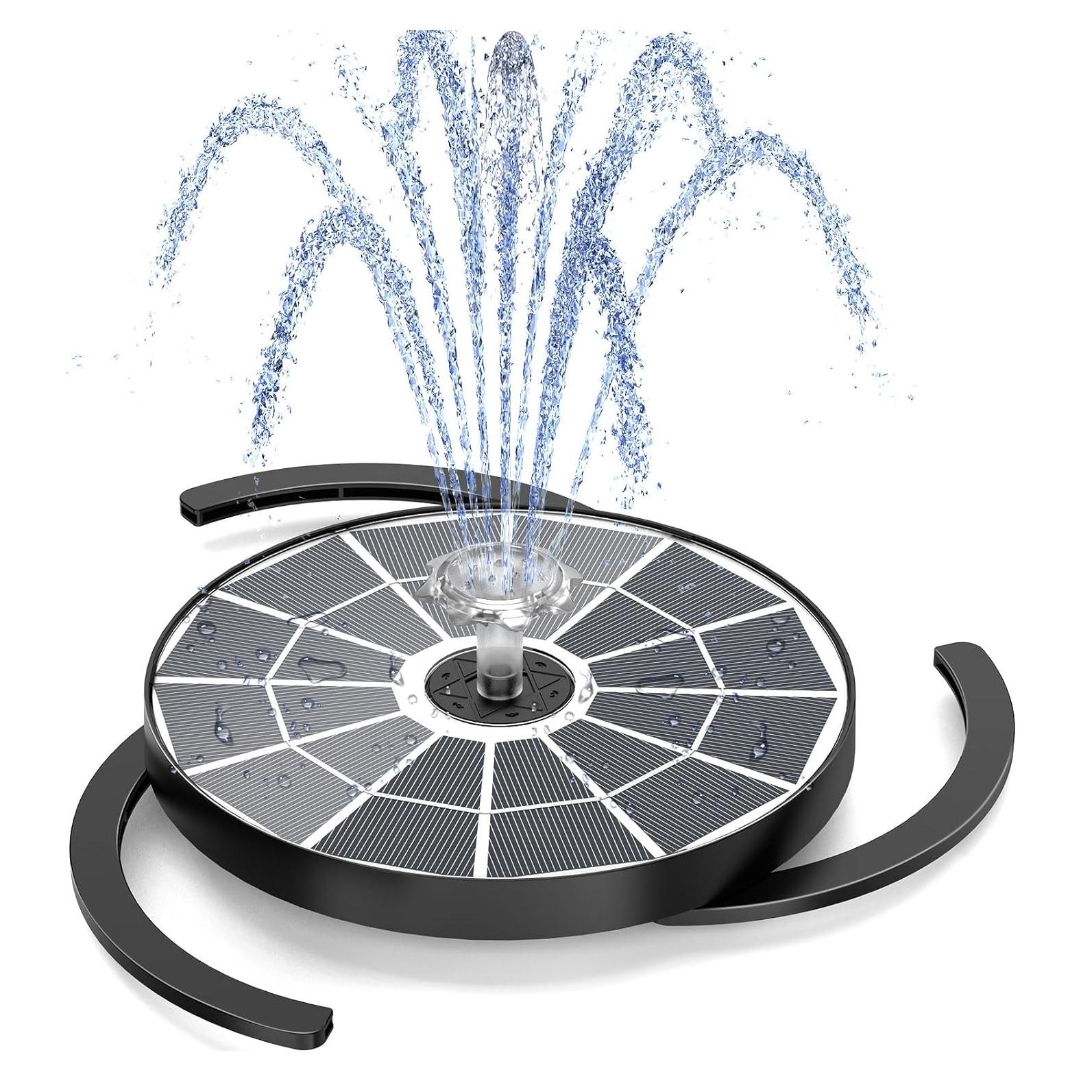 Fuente de Agua Solar AISITIN 3.7W con Soporte y Boquillas