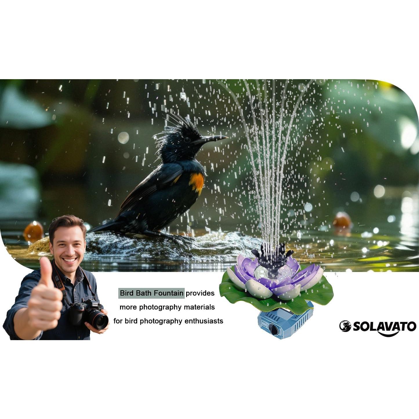 Bomba de Fuente Solar SOLAVATO con Batería 4400mA y Luz RGB