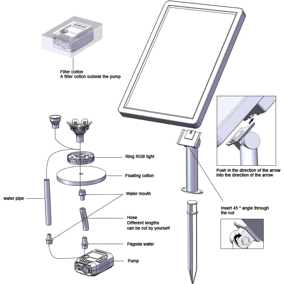 Bomba de Fuente Solar SOLAVATO con Batería 4400mA y Luz RGB
