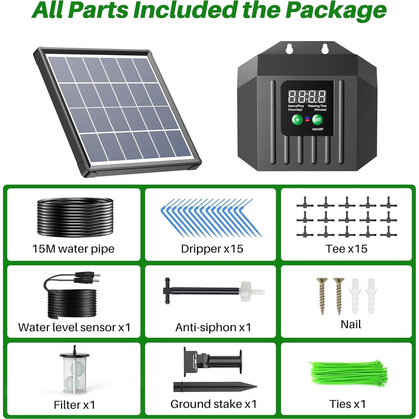 Sistema de Riego por Goteo Solar Biling 3W y Bomba 3.5W