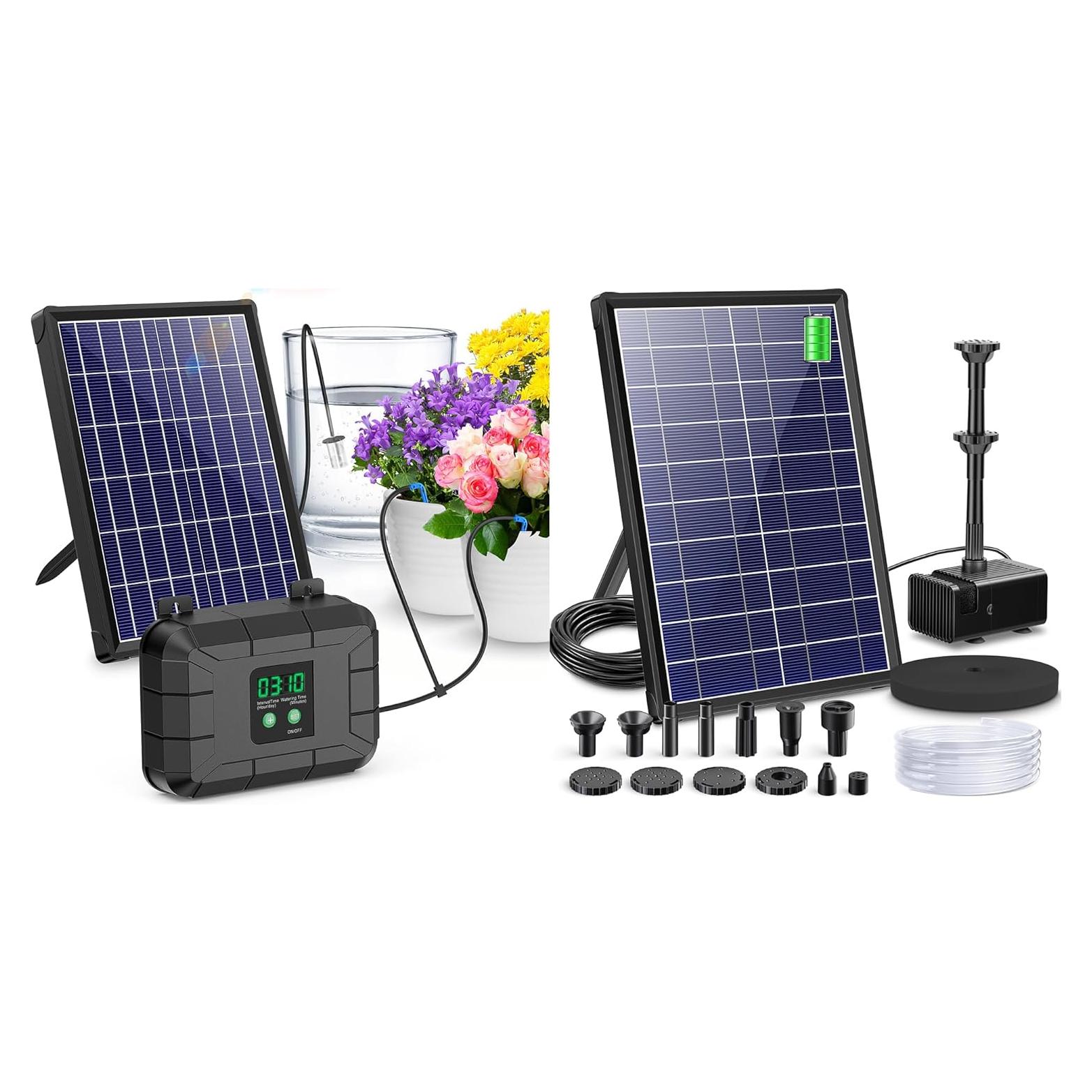 Sistema de Riego Solar Automático Biling 8W con Batería 3600mAh