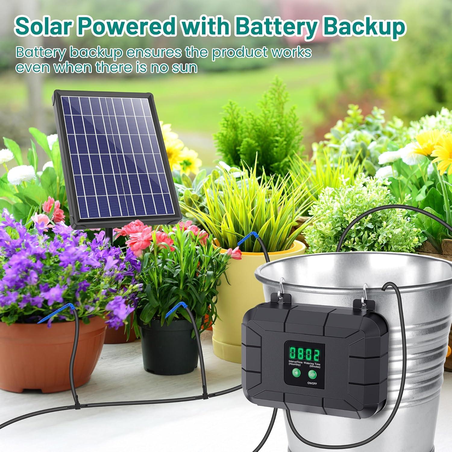 Sistema de Riego Solar Automático Biling 8W con Batería 3600mAh