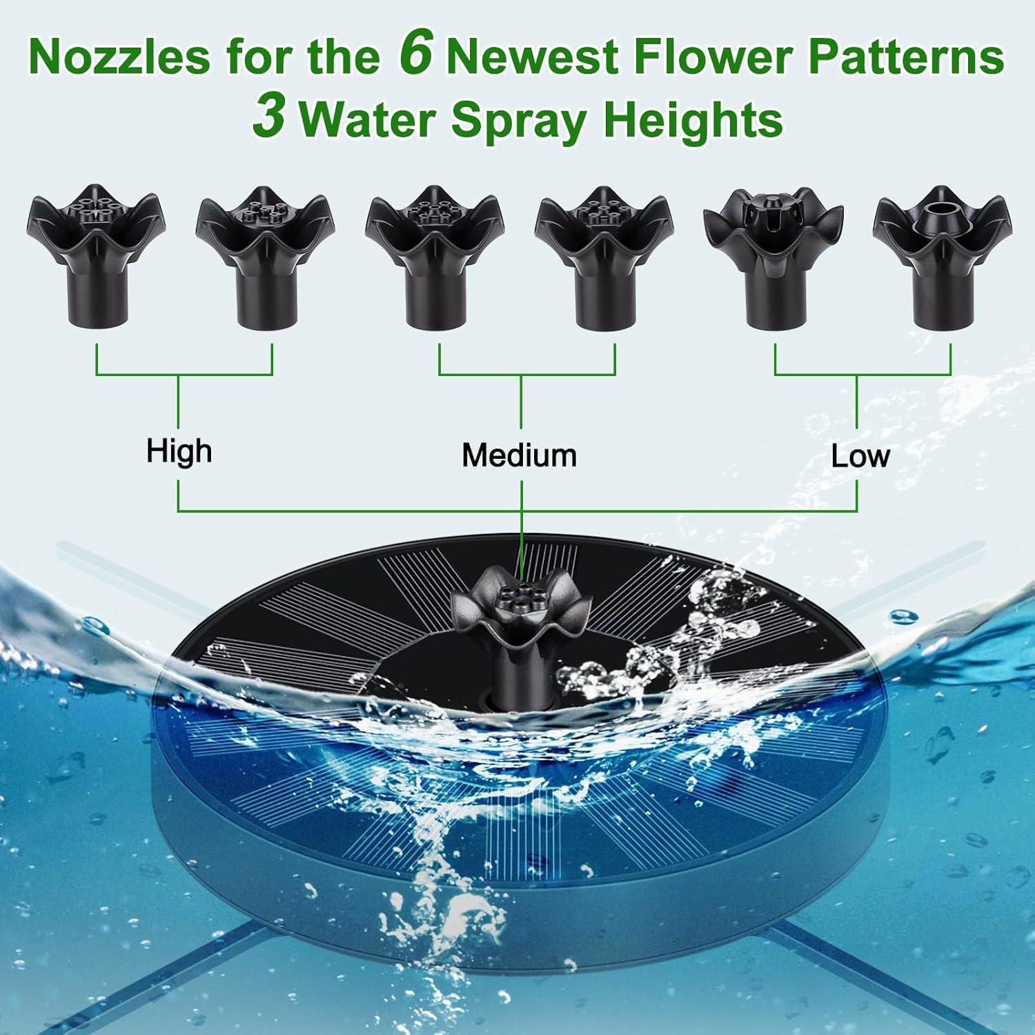 Bomba de Fuente Solar SEIRMEP con 6 Boquillas y Ajuste de Altura