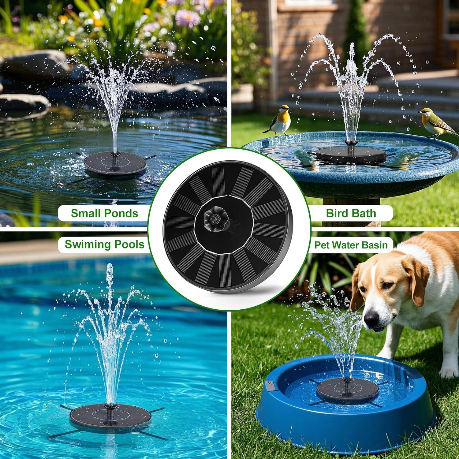 Bomba de Fuente Solar SEIRMEP con 6 Boquillas y Ajuste de Altura