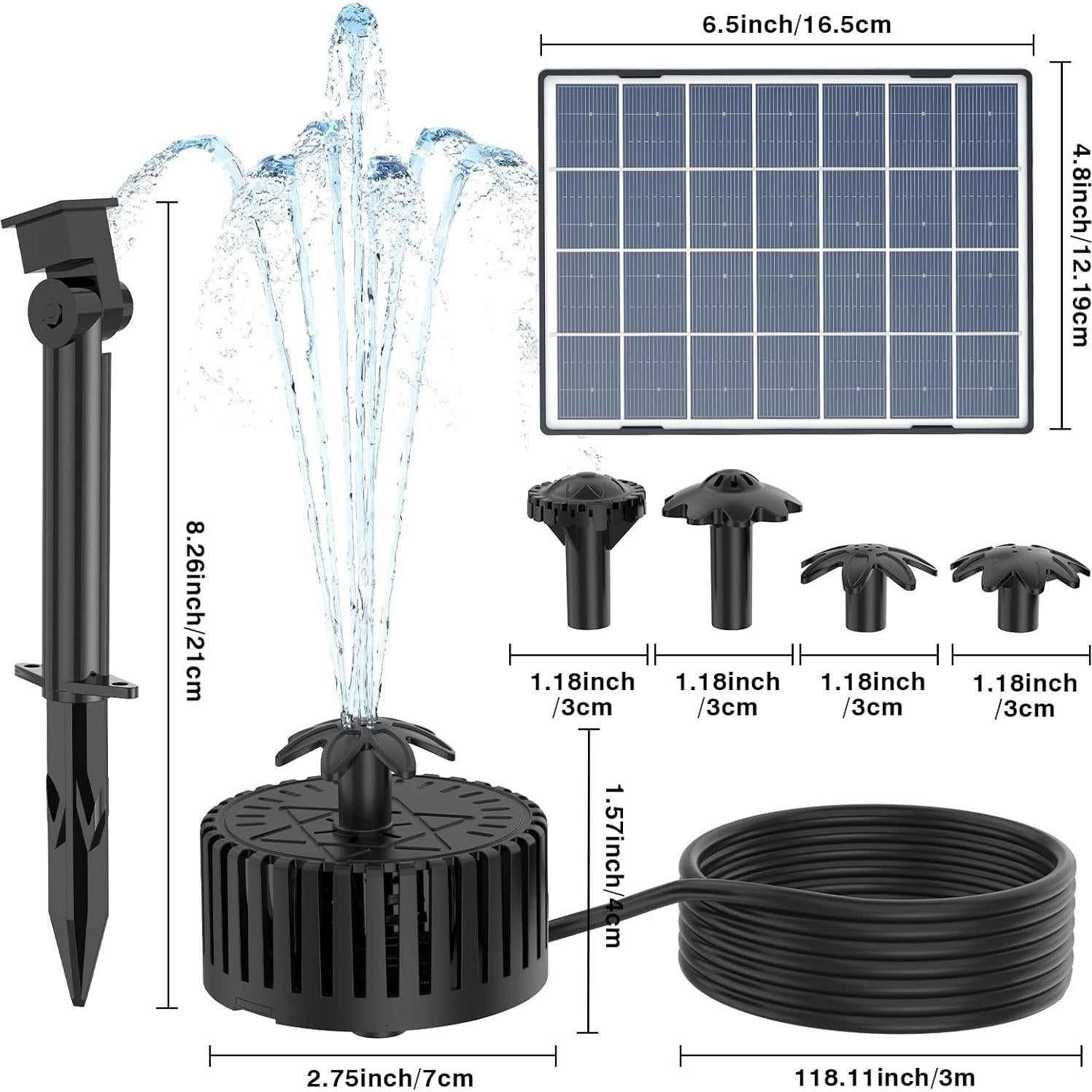 Bomba de Fuente Solar AISITIN 4.5W con Panel de Vidrio 17.5x13cm