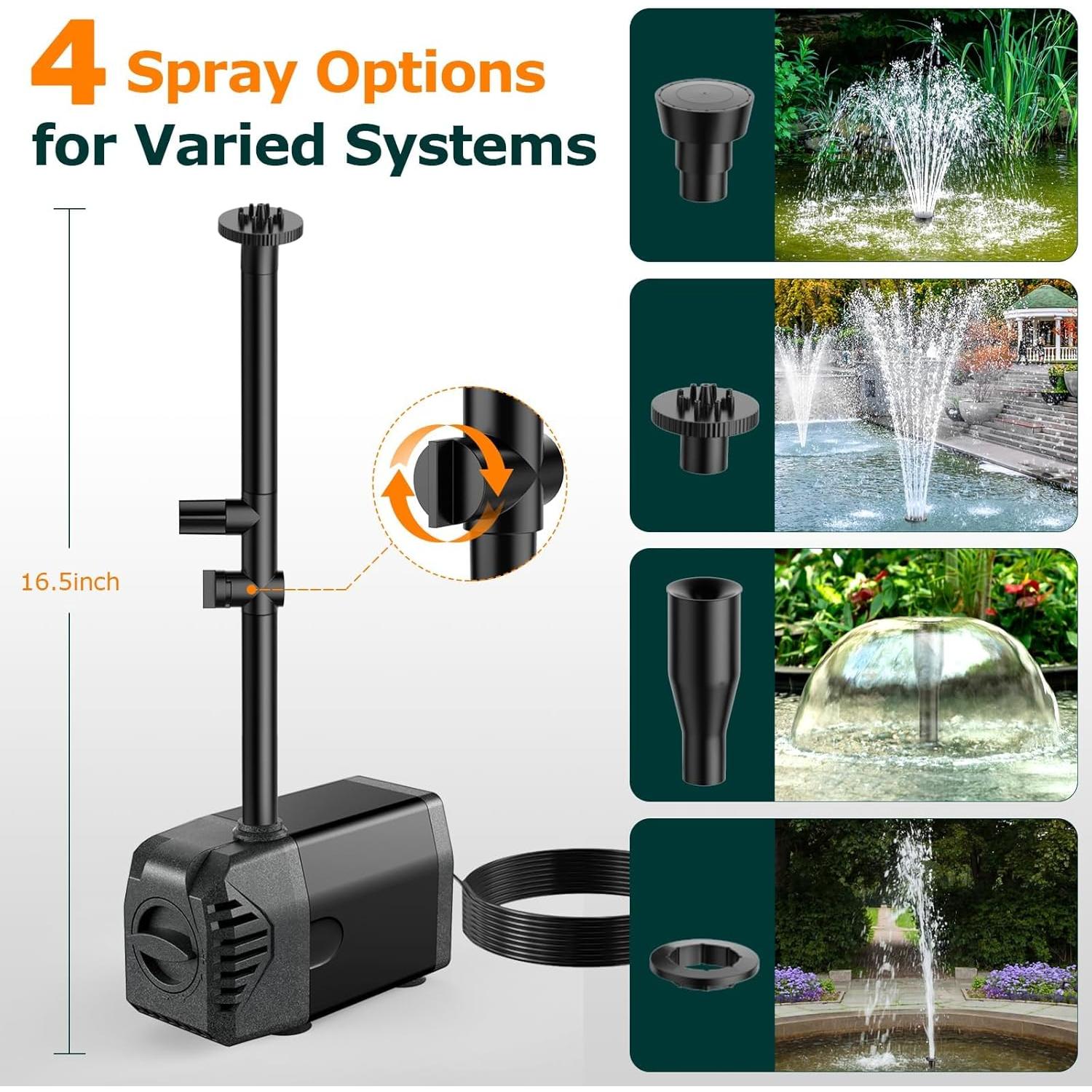 Bomba de Agua Solar POPOSOAP 20W con Flujo Ajustable 1200L/h